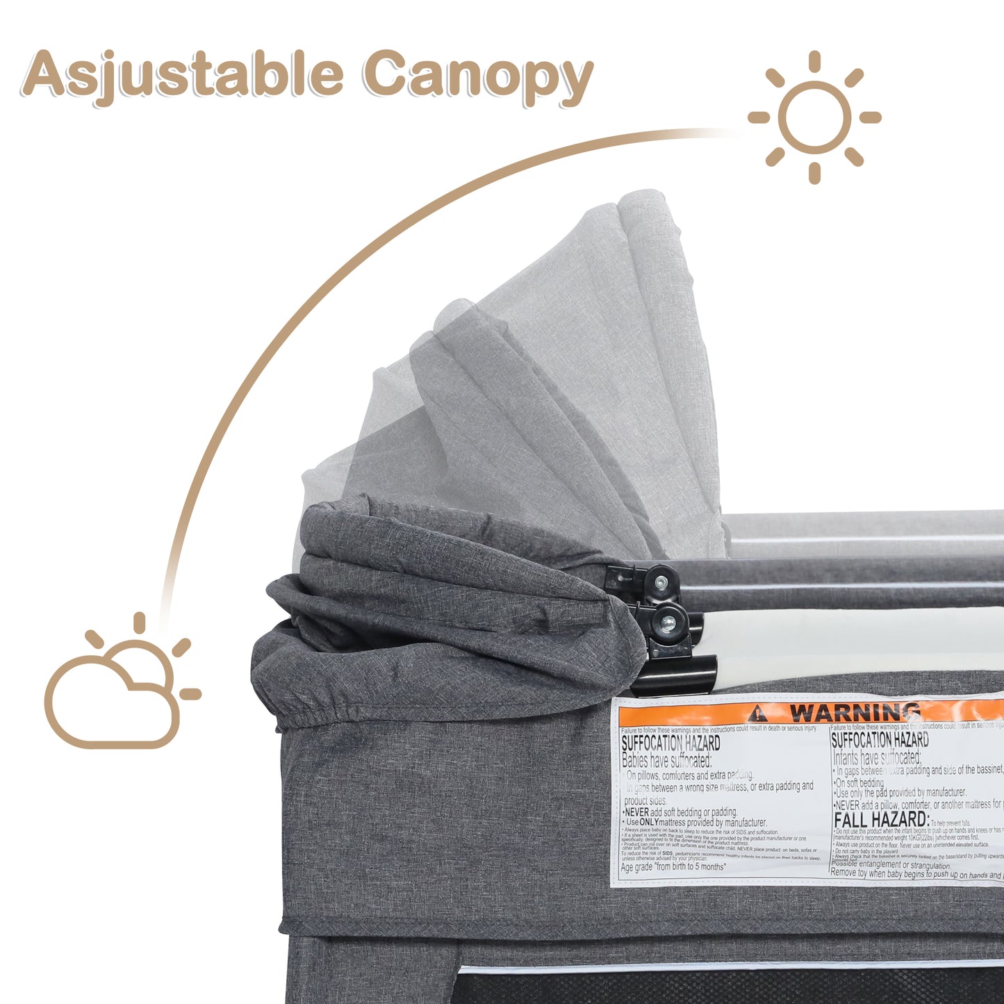 AILEEKISS 3-in-1 Nursery Center, Foldable Baby Playard with Changing Table for Newborn, Grey