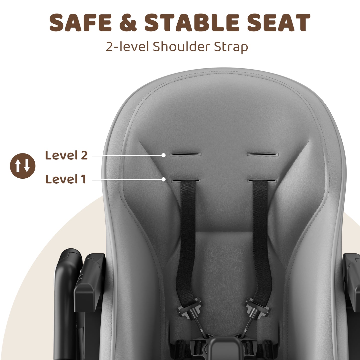 AILEEKISS Foldable High Chair for Baby, Toddler Eating Chair with Detachable Double Trays, Grey