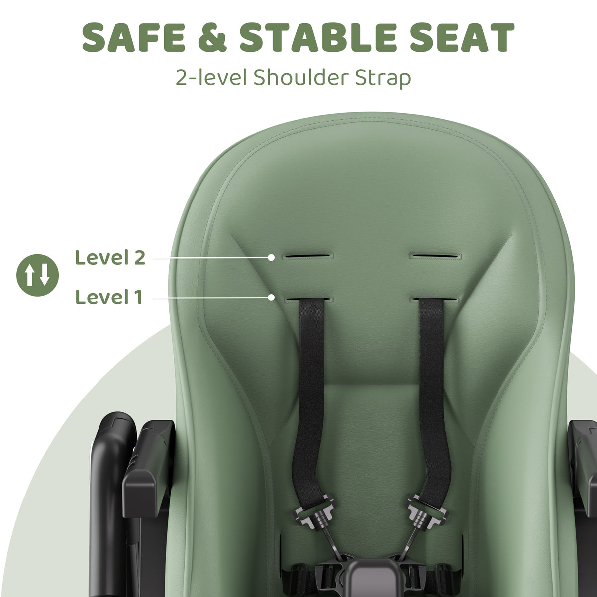 AILEEKISS Foldable High Chair for Baby, Toddler Eating Chair with Detachable Double Trays, Green