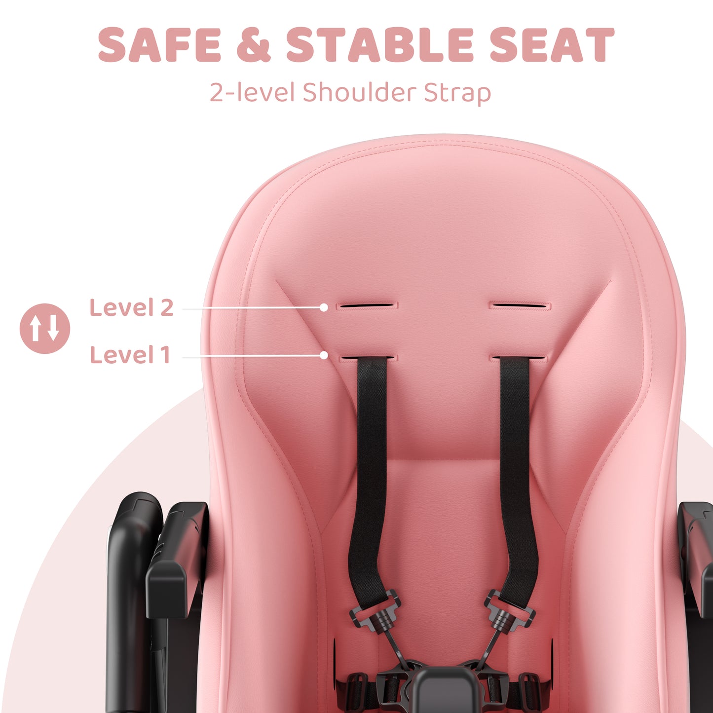 AILEEKISS Foldable High Chair for Baby, Toddler Eating Chair with Detachable Double Trays, Black Pink