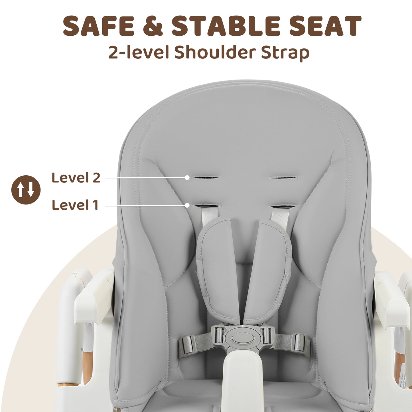 AILEEKISS Foldable High Chair for Baby, Toddler Eating Chair with Detachable Double Trays, Natural Grey