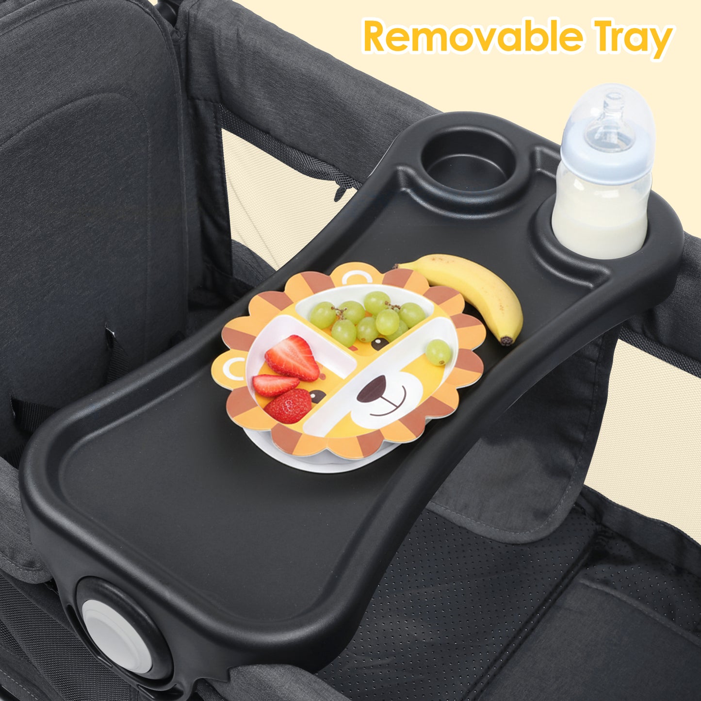 AILEEKISS 3-in-1 Wagon Stroller for 2 Toddlers, Collapsible Baby Wagon with Adjustable Handle, Grey