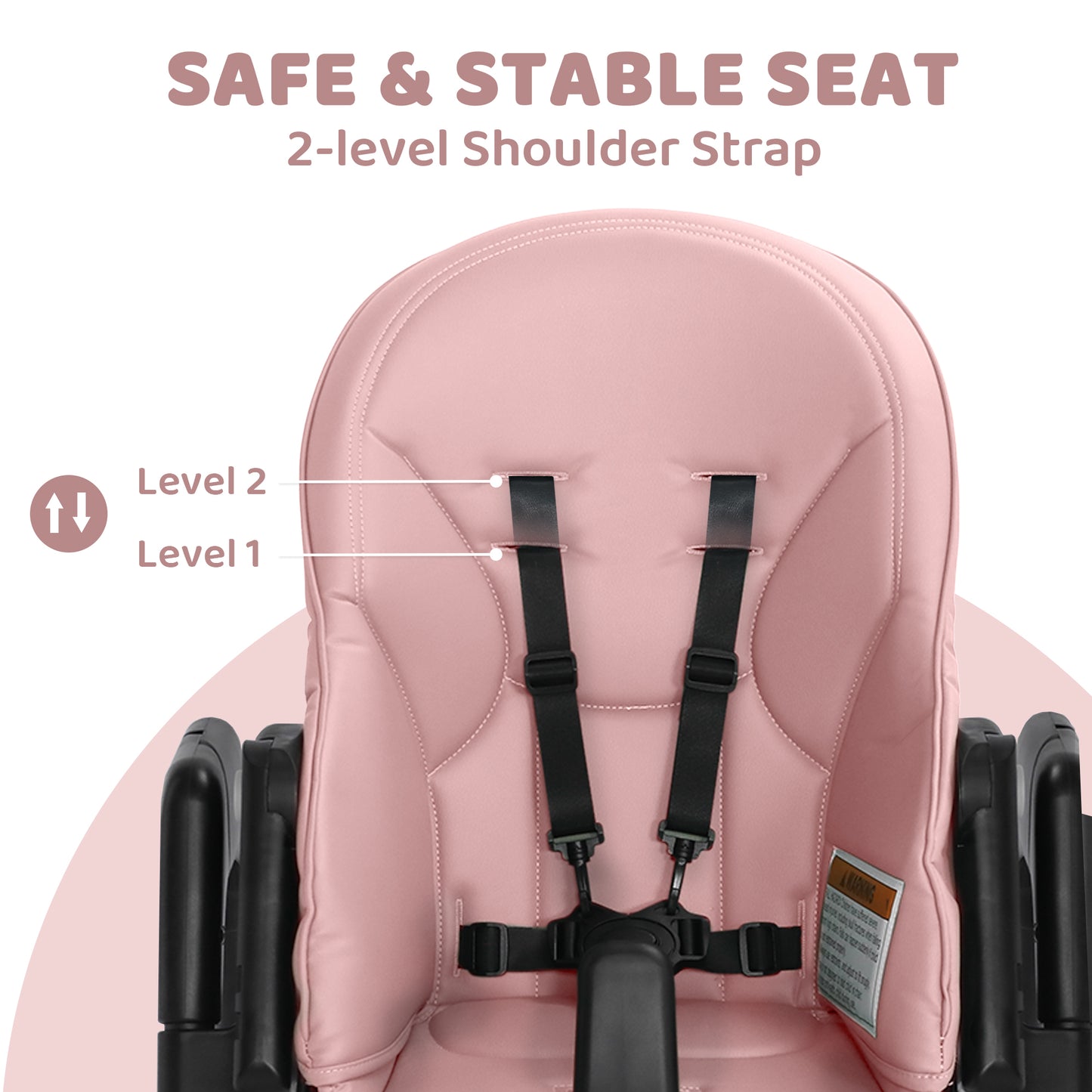 AILEEKISS Foldable High Chair for Baby, Toddler Eating Chair with Detachable Double Trays, Black Pink