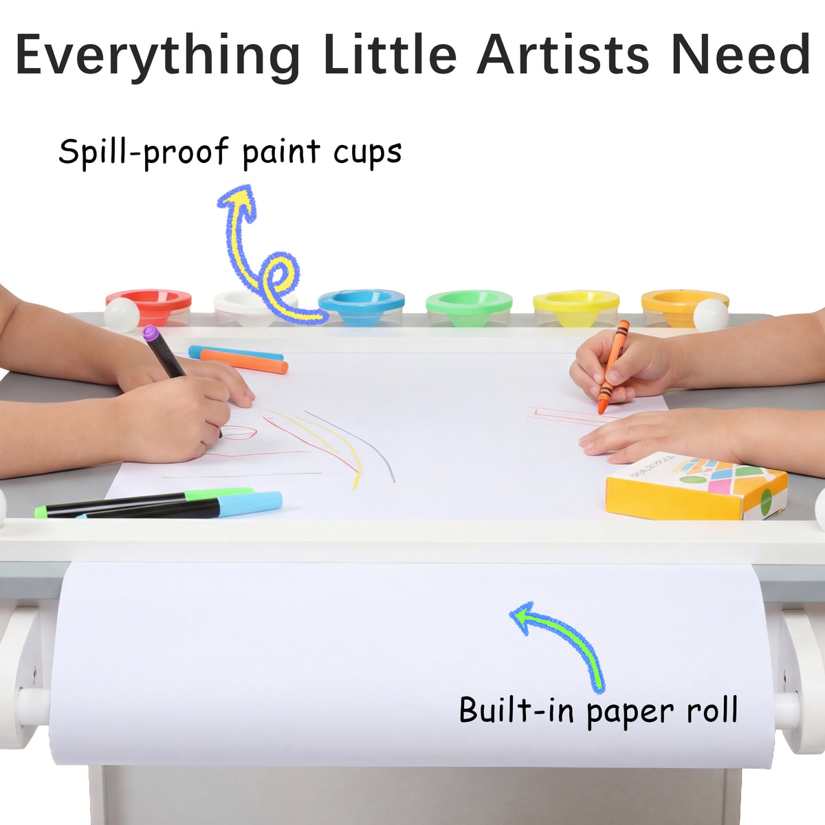 AILEEKISS Kids Table and Chair Set,Children Play Activity Desk for Drawing with 3 Drawers, Grey