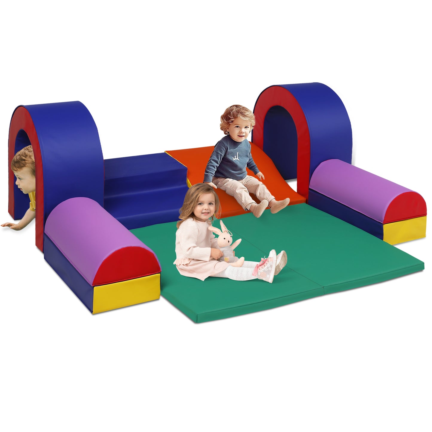 Climb Foam Blocks for Toddler, 10Pcs Soft Baby Climb and Crawl Toy Set Indoor Foam Playset