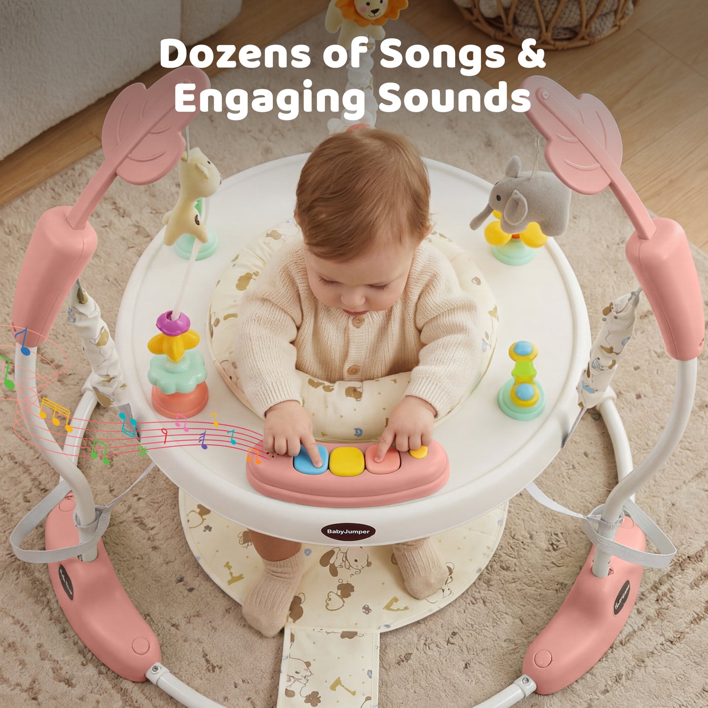 AILEEKISS Baby Jumper Activity Center with 360° Rotating Seat, Toddler Bouncer for 6 Months+, Pink