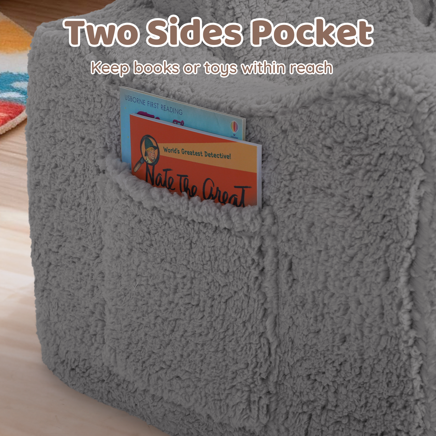 AILEEKISS Toddler Sofa, Foldable Kids Sofa Couch, Convertible Baby Lounger Chair for Playroom, Grey