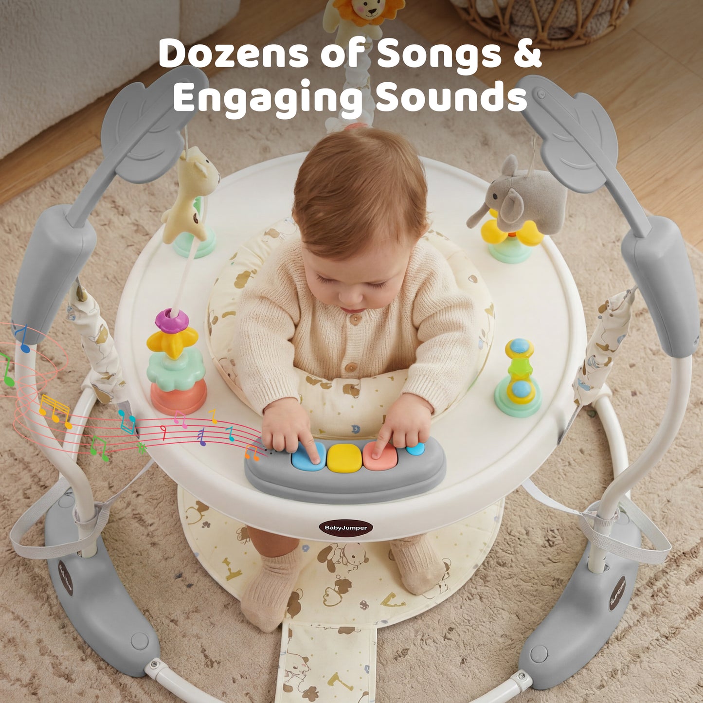 AILEEKISS Baby Jumper Activity Center with 360° Rotating Seat, Toddler Bouncer for 6 Months+, Grey