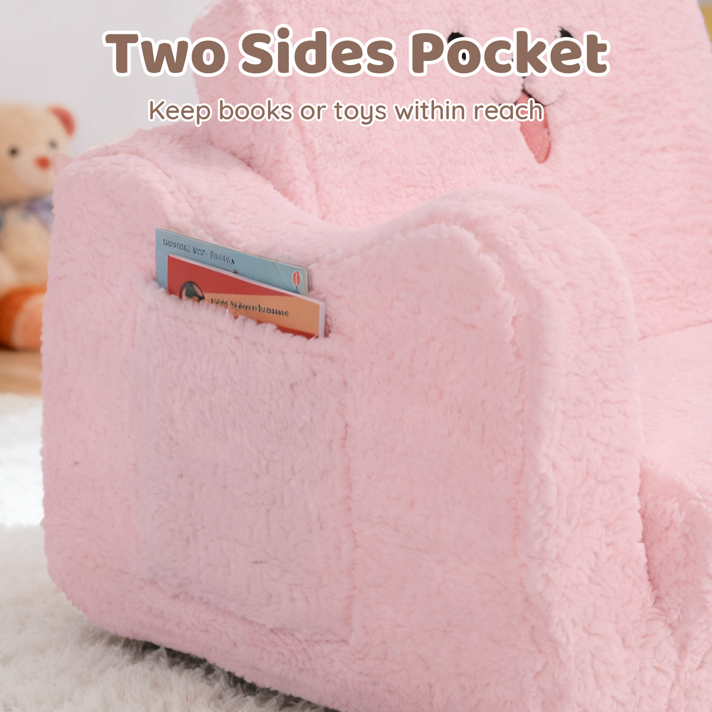 AILEEKISS Toddler Sofa, Foldable Kids Sofa Couch, Convertible Baby Lounger Chair for Playroom, Pink