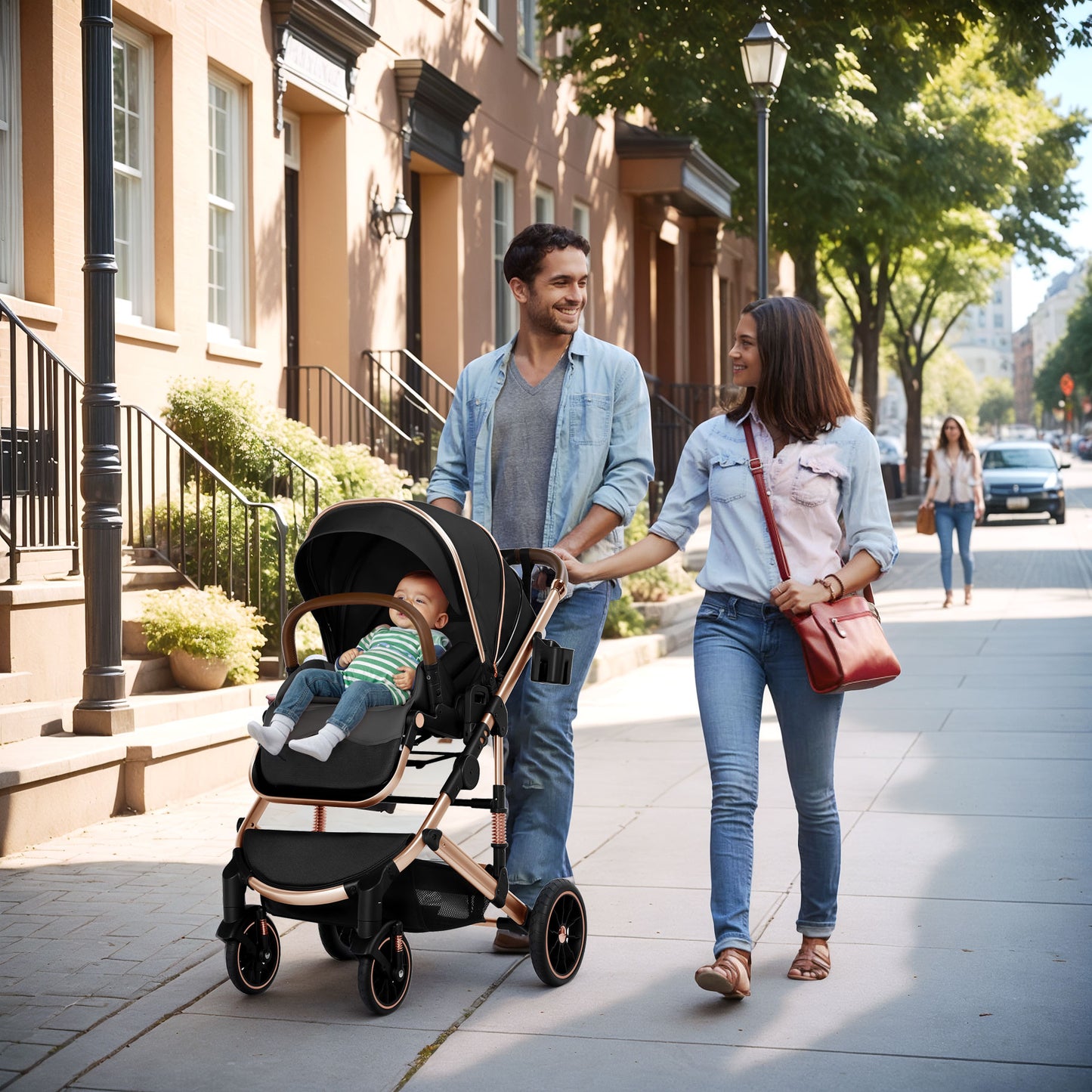 AILEEKISS 2-in-1 Baby Stroller with Adjustable Seat, Foldable Stroller for Toddler, 26 Pounds, Black