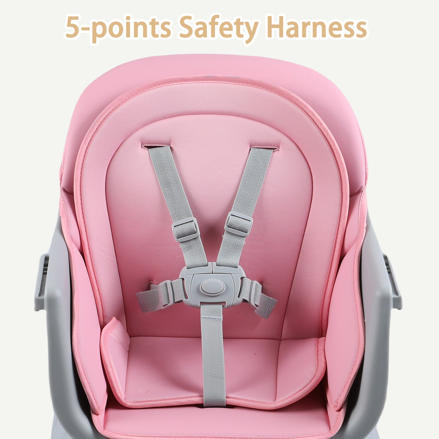 AILEEKISS 8 in 1 Baby High Chair, Toddler Dining Booster Seat for Eating, Pink Grey