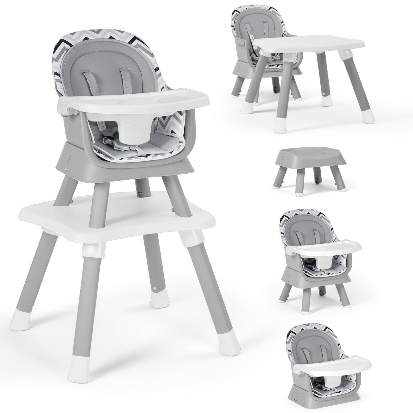 AILEEKISS 8 in 1 Baby High Chair, Toddler Dining Booster Seat for Eating, Chevron