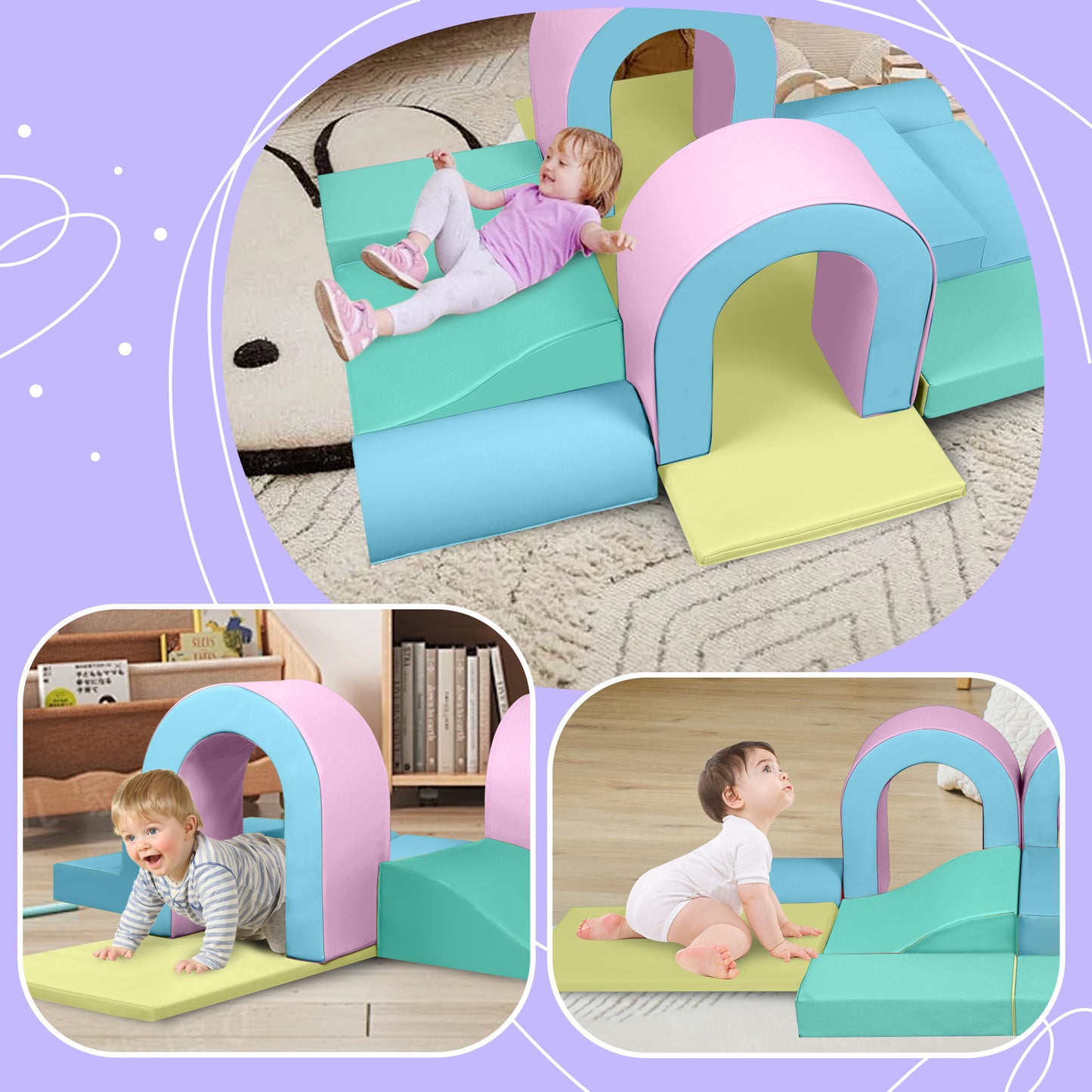 LINLUX 9-Piece Toddler Climbing Foam Block, Soft Foam Building Blocks for Kids, Baby Climbing Toys