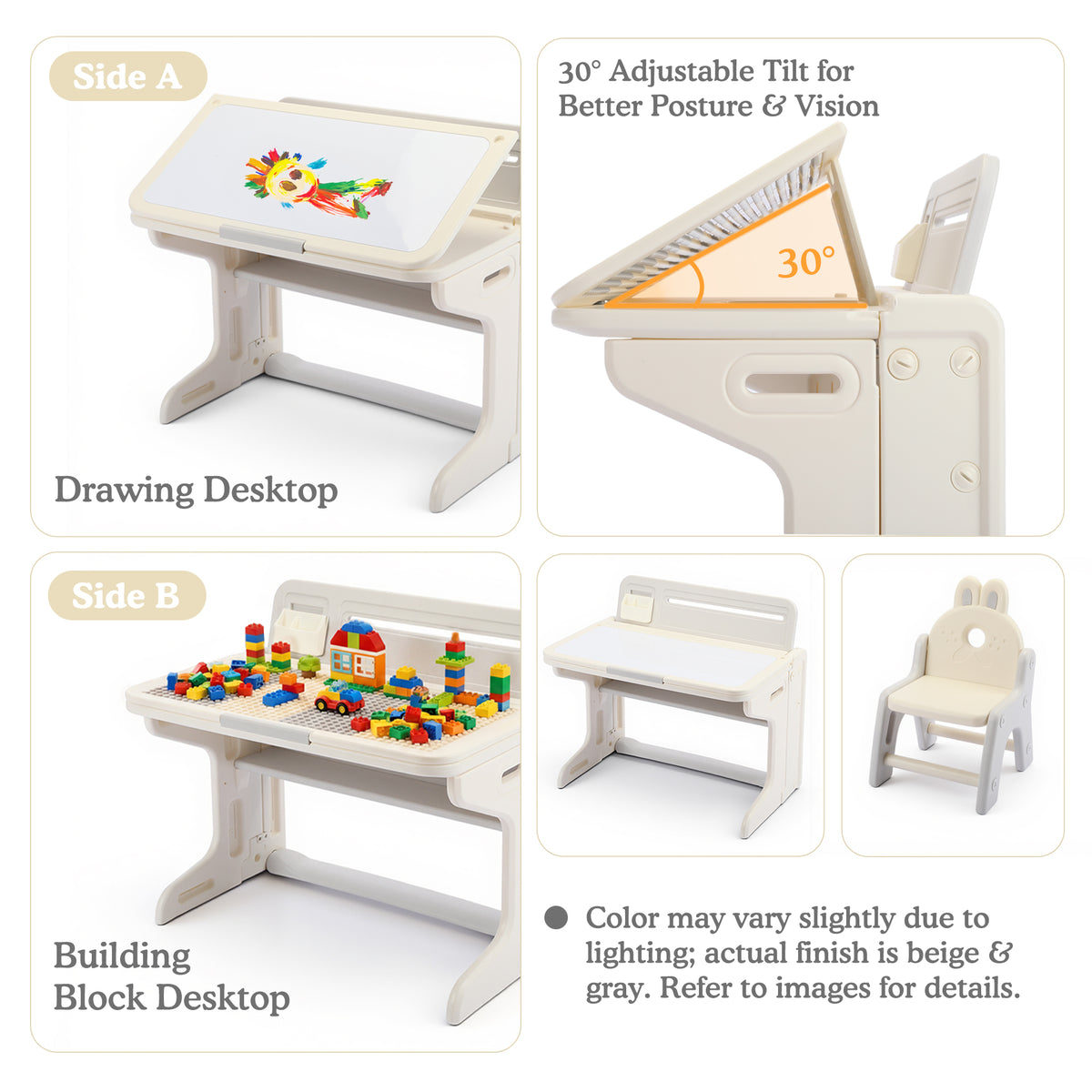 AILEEKISS Kids Activity Table with Storage, Foldable Multi-Purpose Play Desk with for Children