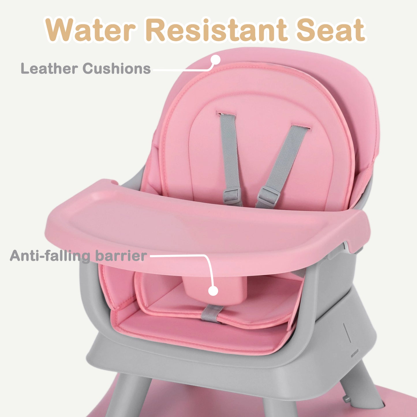 AILEEKISS 8 in 1 Baby High Chair, Toddler Dining Booster Seat for Eating, Pink Grey