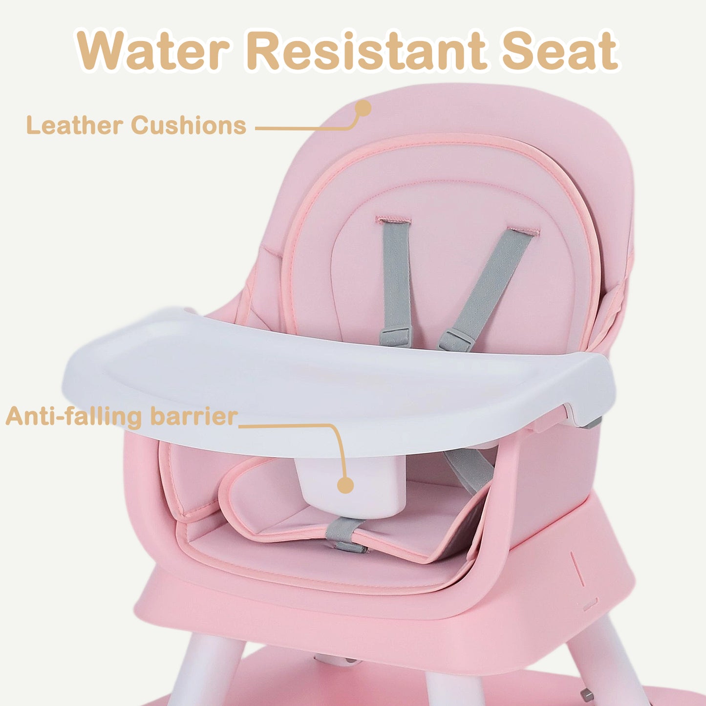 AILEEKISS 8 in 1 Baby High Chair, Toddler Dining Booster Seat for Eating, Pink White