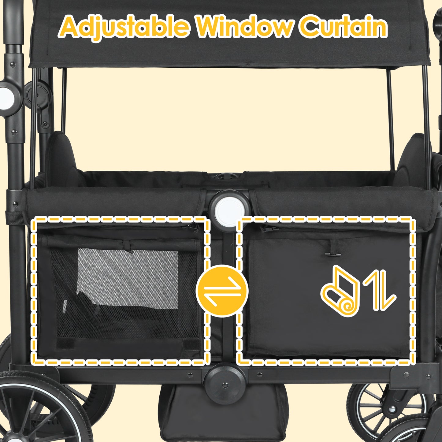 AILEEKISS 3-in-1 Wagon Stroller for 2 Toddlers, Collapsible Baby Wagon with Adjustable Handle, Black