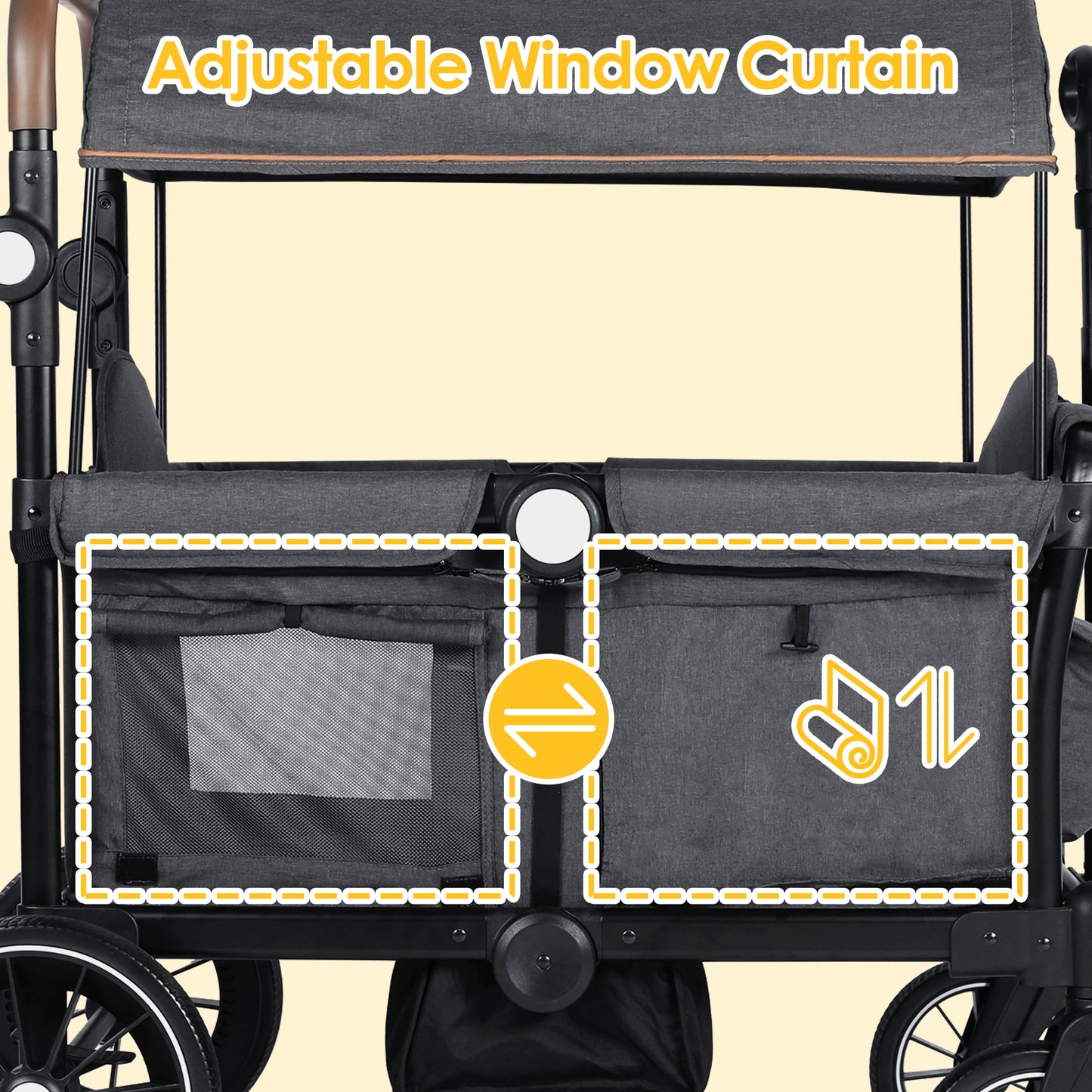 AILEEKISS 3-in-1 Wagon Stroller for 2 Toddlers, Collapsible Baby Wagon with Adjustable Handle, Grey