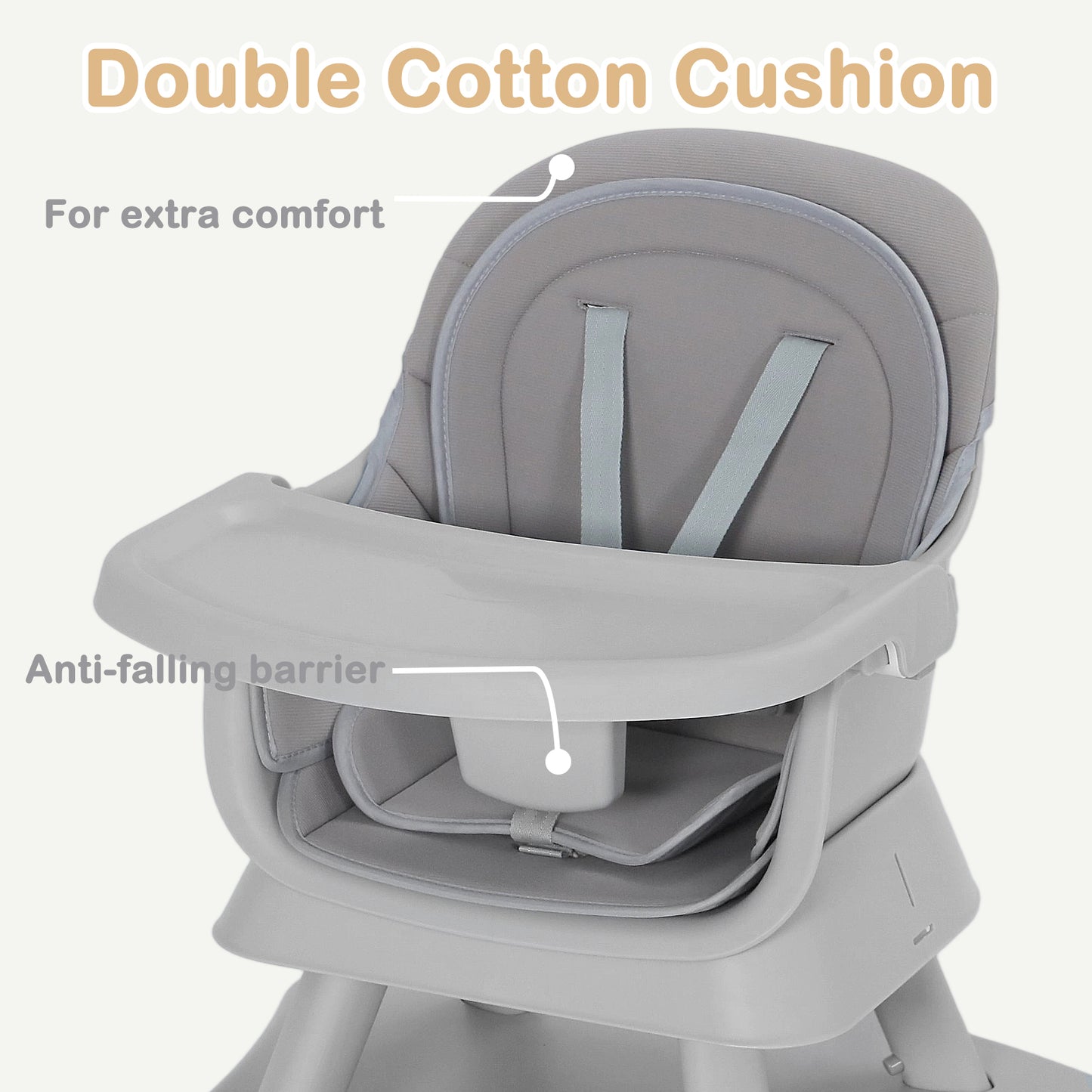 AILEEKISS 8 in 1 Baby High Chair, Toddler Dining Booster Seat for Eating, Light grey