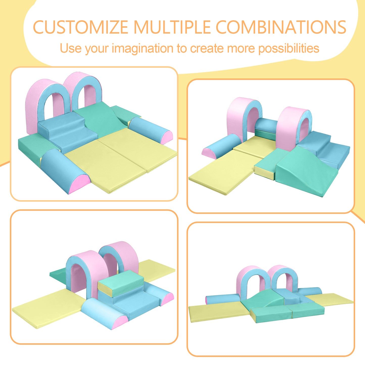 LINLUX 9-Piece Toddler Climbing Foam Block, Soft Foam Building Blocks for Kids, Baby Climbing Toys