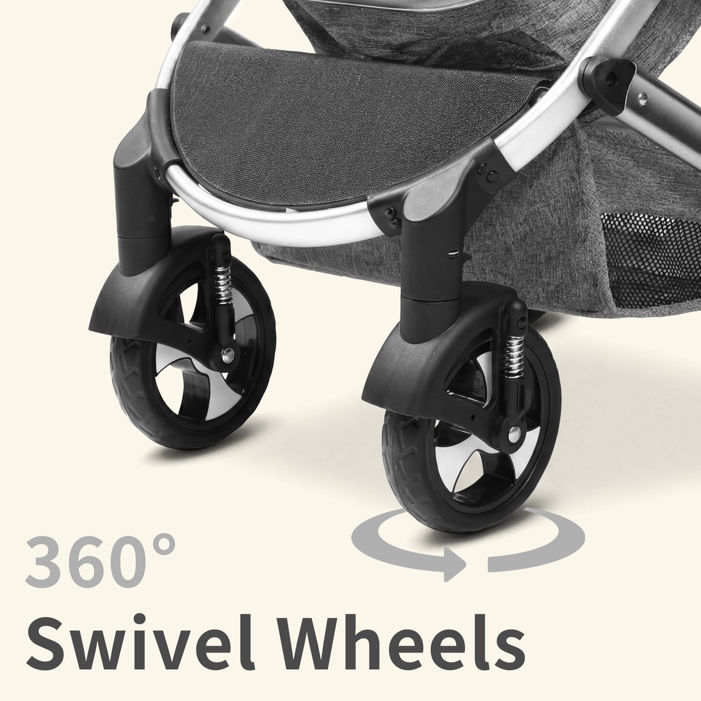 AILEEKISS 3 in 1 Convertible Baby Stroller, Unisex Folding Newborn Stroller with Big Seat, Dark Grey