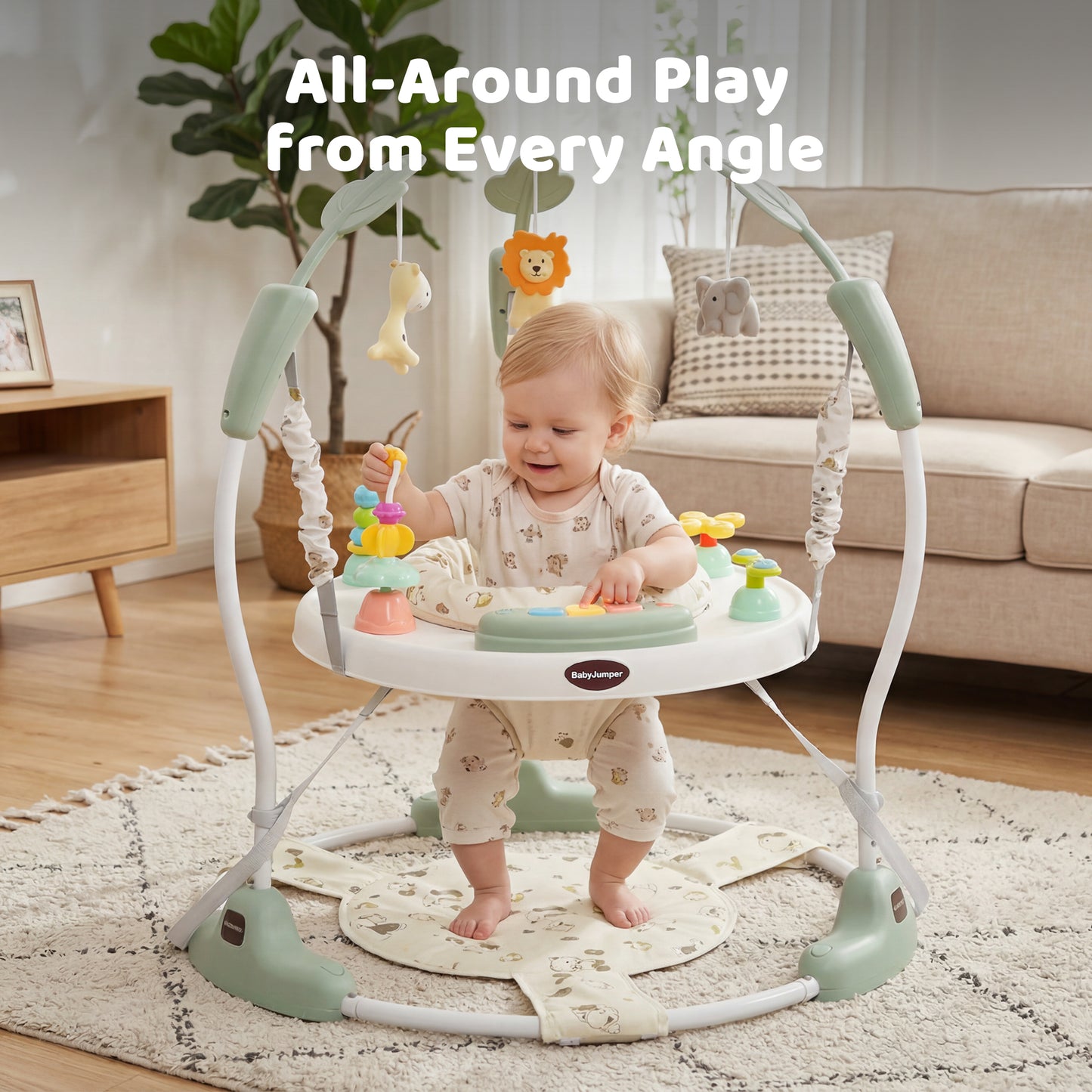 AILEEKISS Baby Jumper Activity Center with 360° Rotating Seat, Toddler Bouncer for 6 Months+, Green