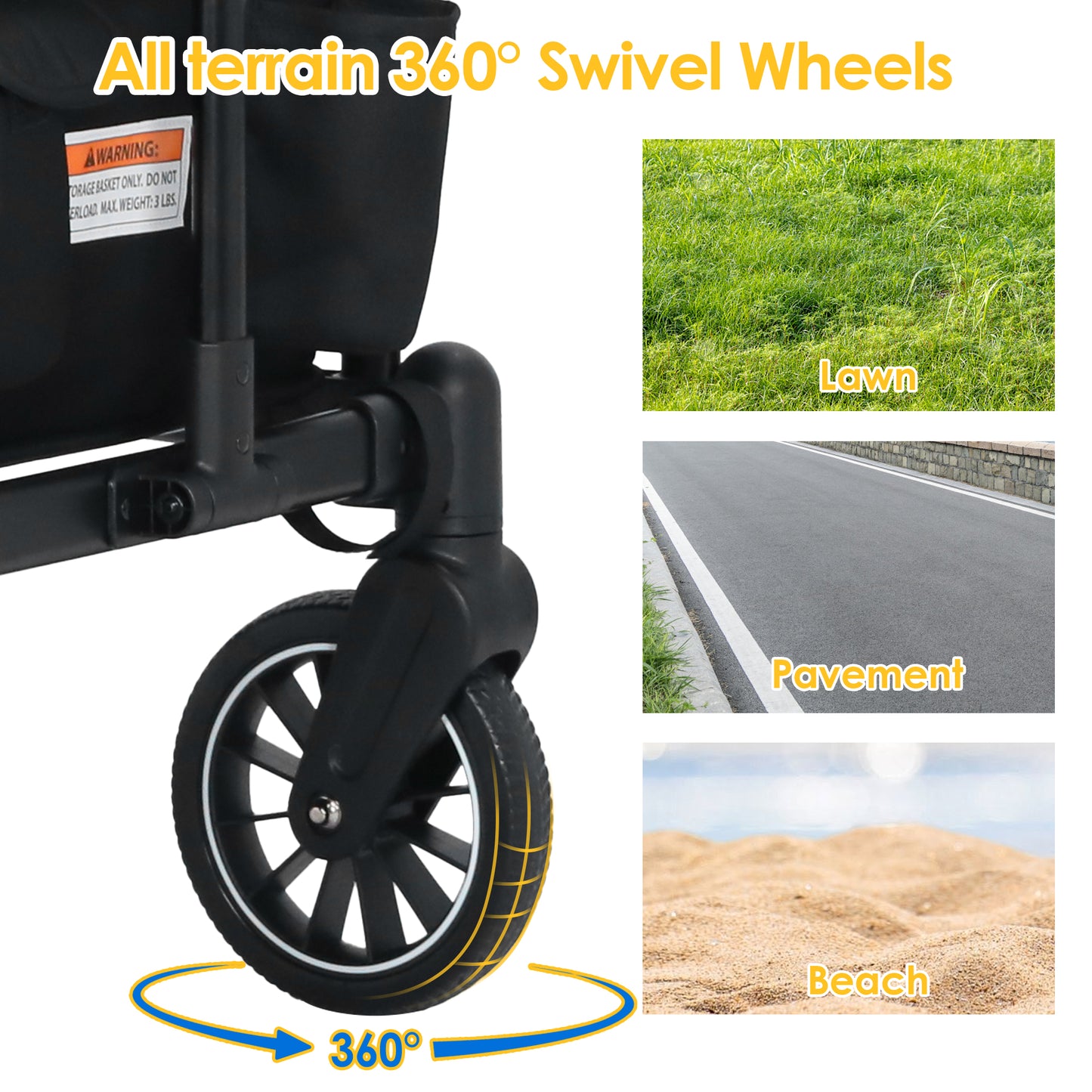 AILEEKISS 3-in-1 Wagon Stroller for 2 Toddlers, Collapsible Baby Wagon with Adjustable Handle, Black