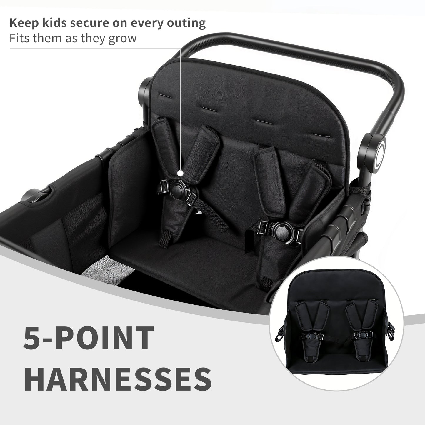 AILEEKISS Wagon Stroller for 4 Toddlers, 4-in-1 Baby Wagon with Canopy, 59 Pounds, Black