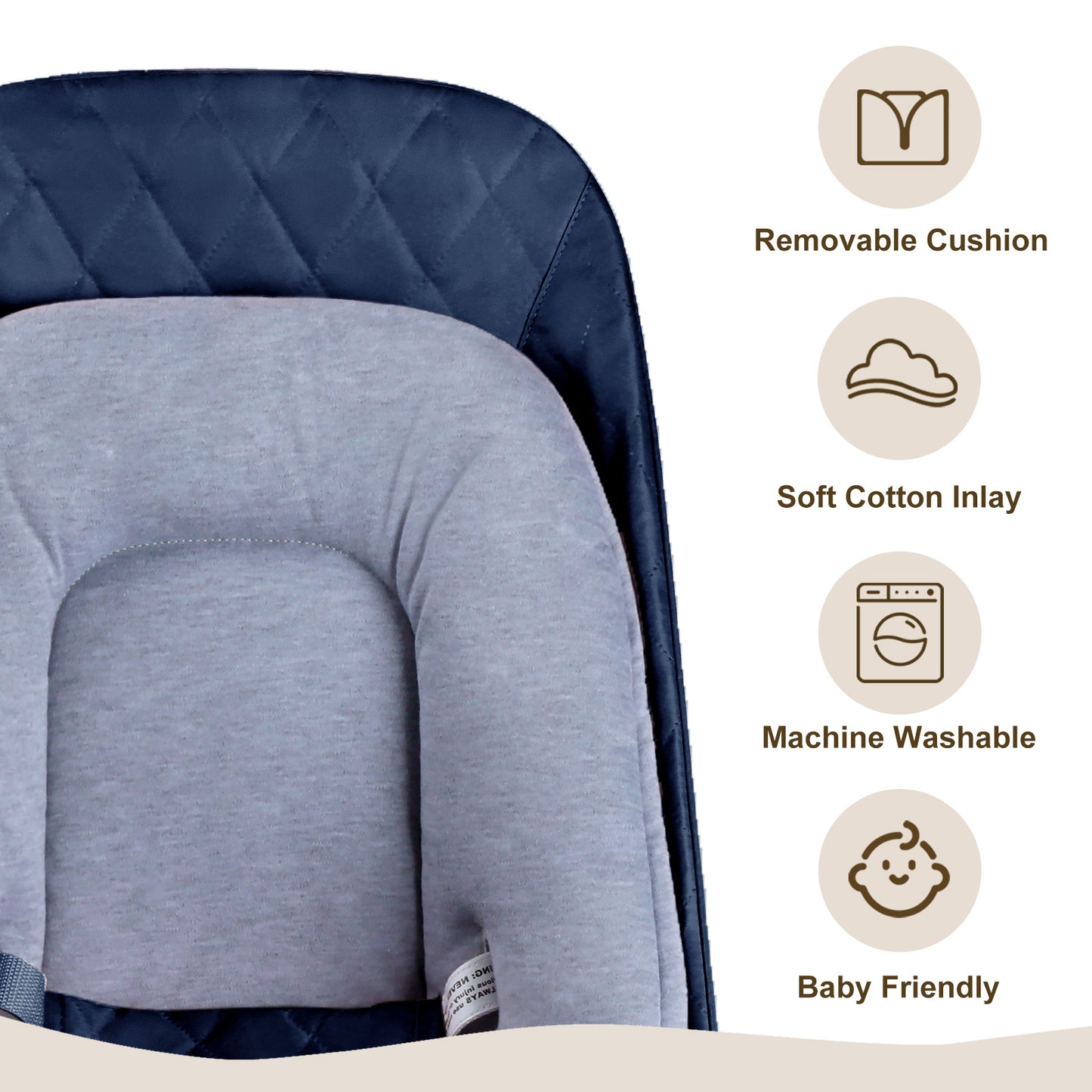 Baby Bouncer for Infants 3 in 1 Folding Baby Rocker Seat Unisex Lounge Recline Chair, Blue