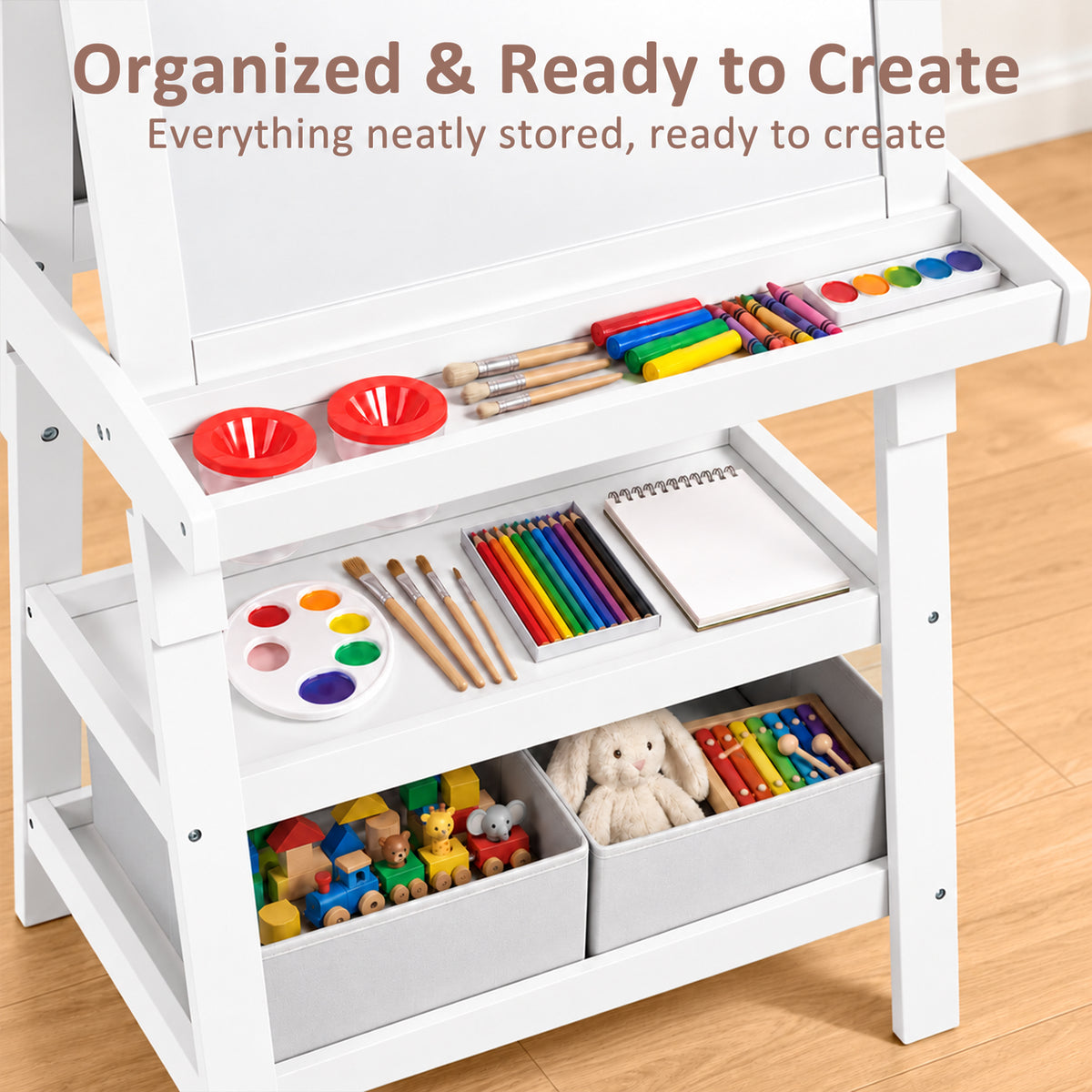 LINLUX 3 in 1 Kids Art Easel Drawing Board Double-Sided Whiteboard Chalkboard, White