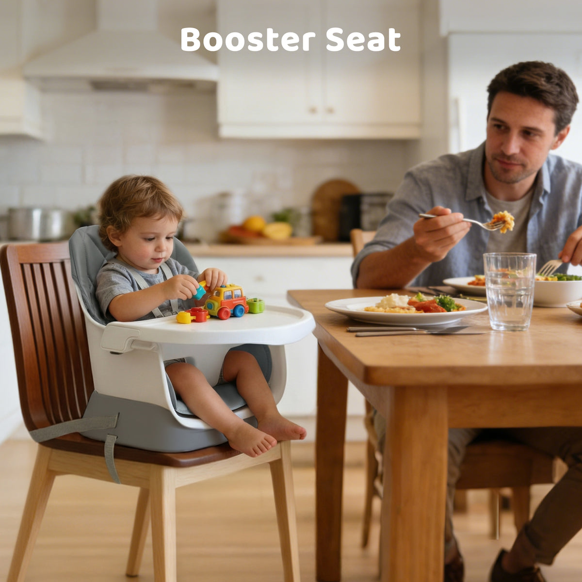 AILEEKISS 15 in 1 Baby High Chair, Toddler Dining Booster Seat w/Activity Center, Grey
