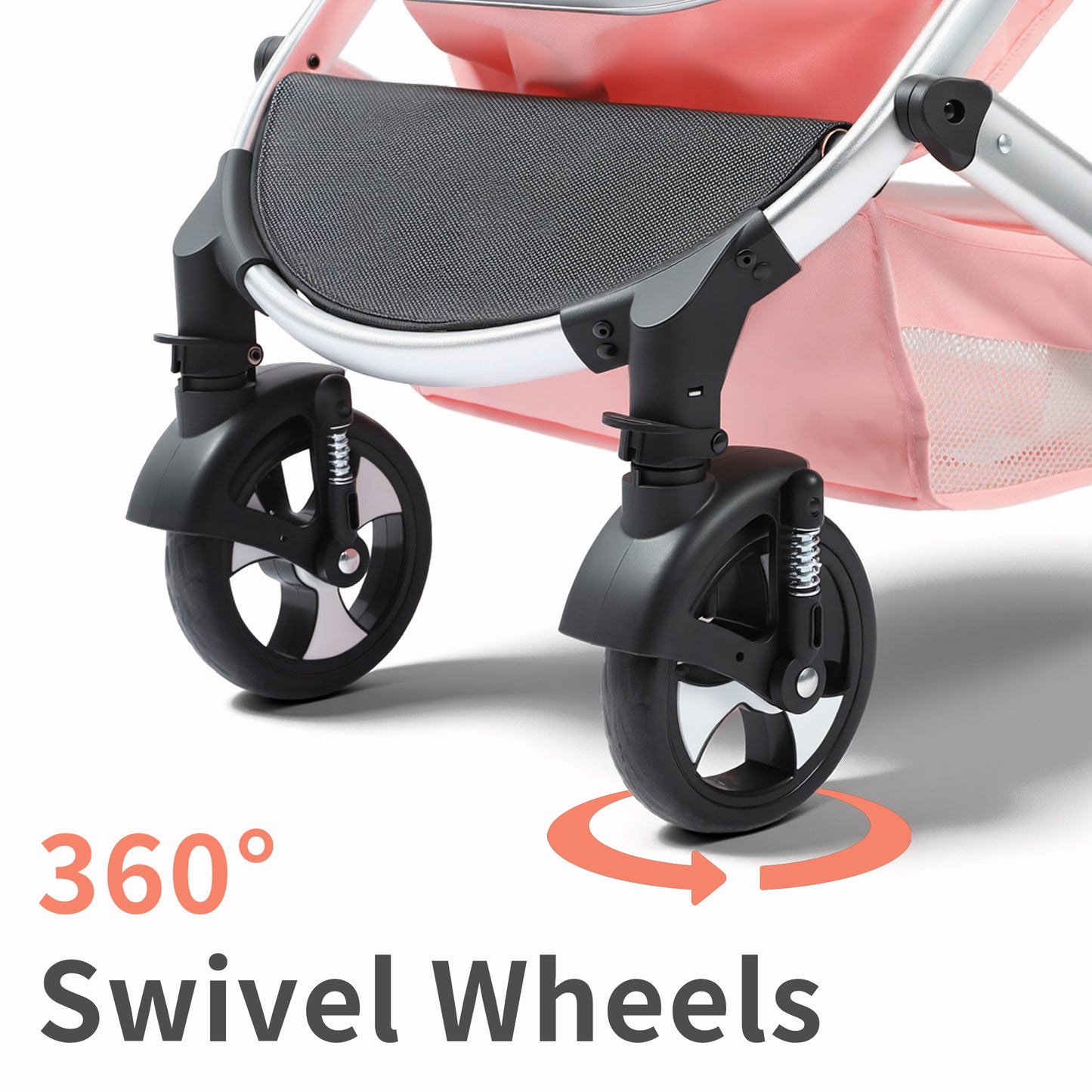 AILEEKISS 3 in 1 Convertible Baby Stroller, Unisex Folding Newborn Stroller with Big Seat, Pink