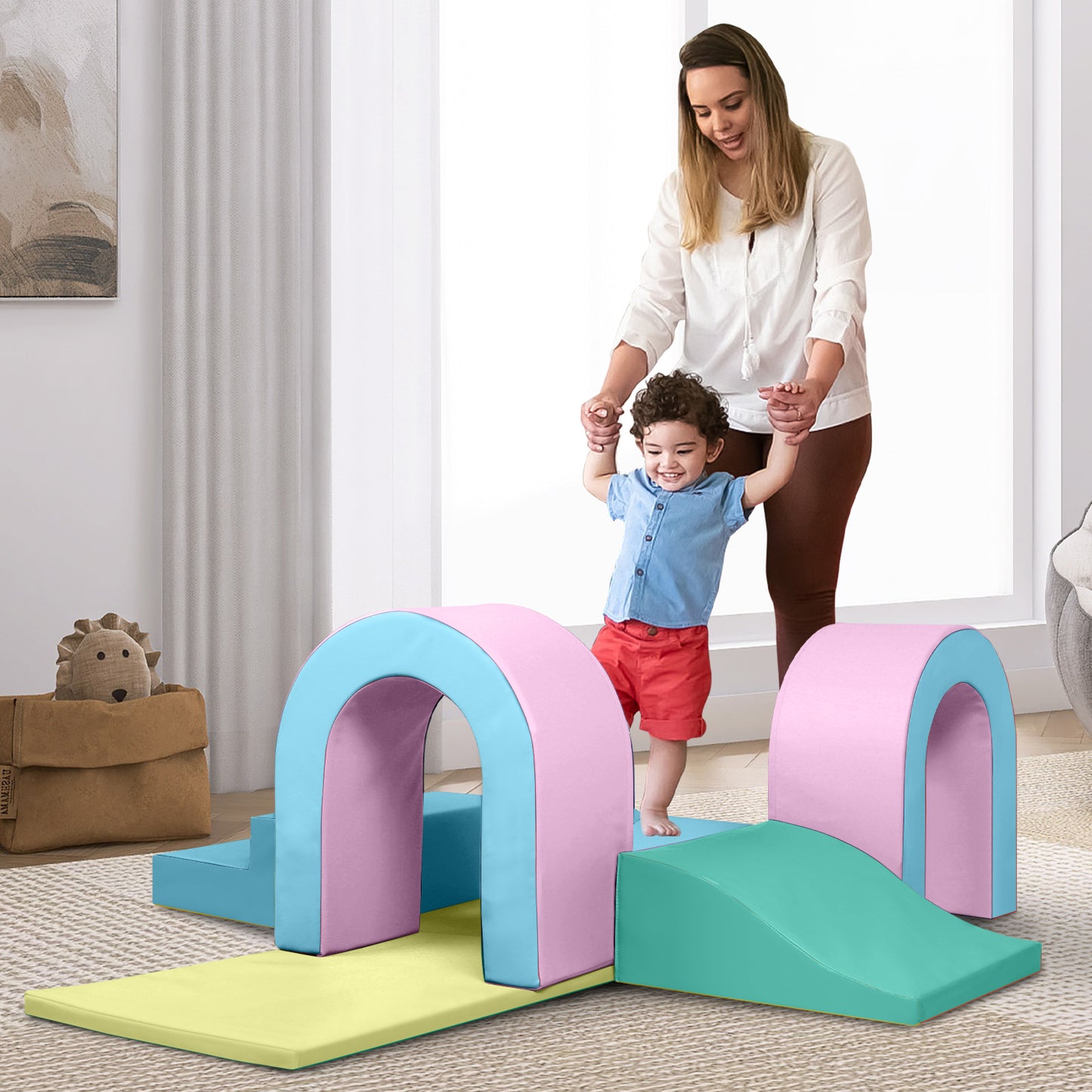 LINLUX 9-Piece Toddler Climbing Foam Block, Soft Foam Building Blocks for Kids, Baby Climbing Toys