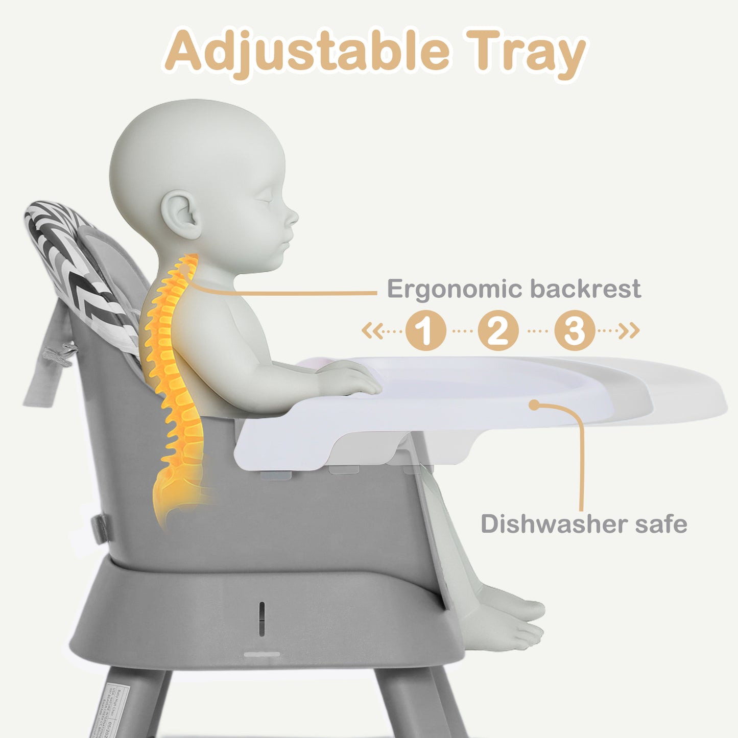 AILEEKISS 8 in 1 Baby High Chair, Toddler Dining Booster Seat for Eating, Chevron