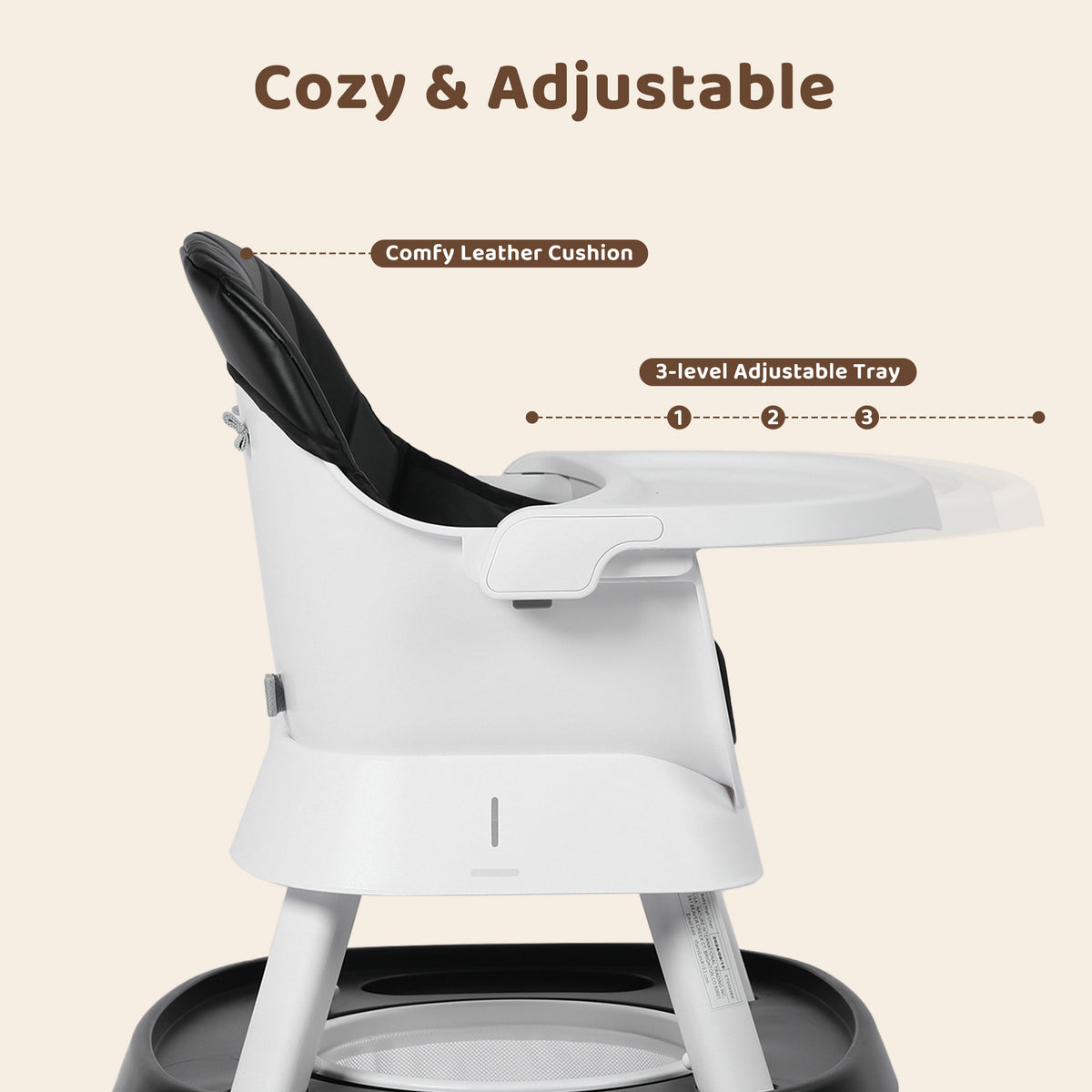 AILEEKISS 15 in 1 Baby High Chair, Toddler Dining Booster Seat w/Activity Center, Black