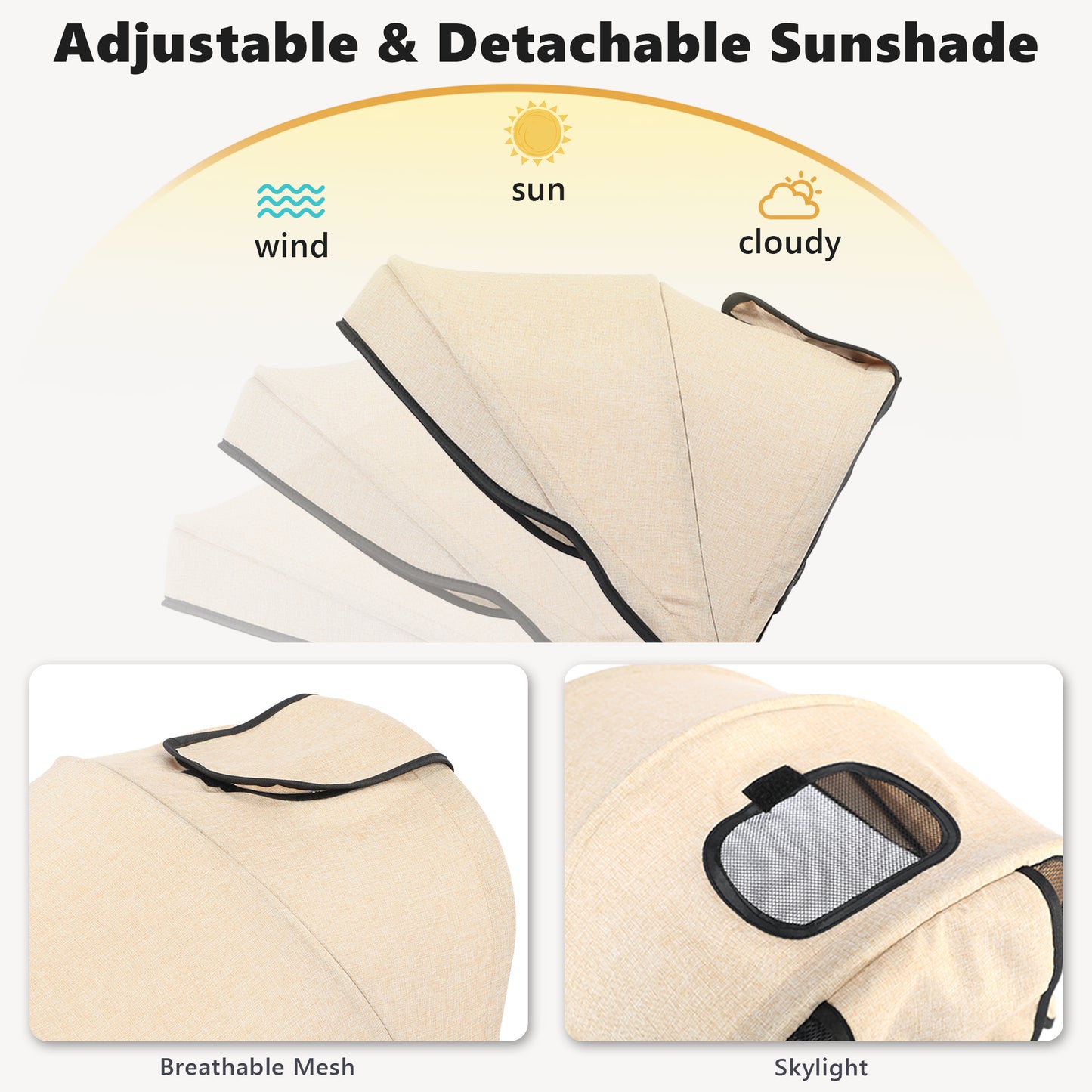 AILEEKISS 8-in-1 Kids' Tricycle Stroller, Folding Toddler Bicycle Unisex Ride Trike 1-6 Years, Khaki