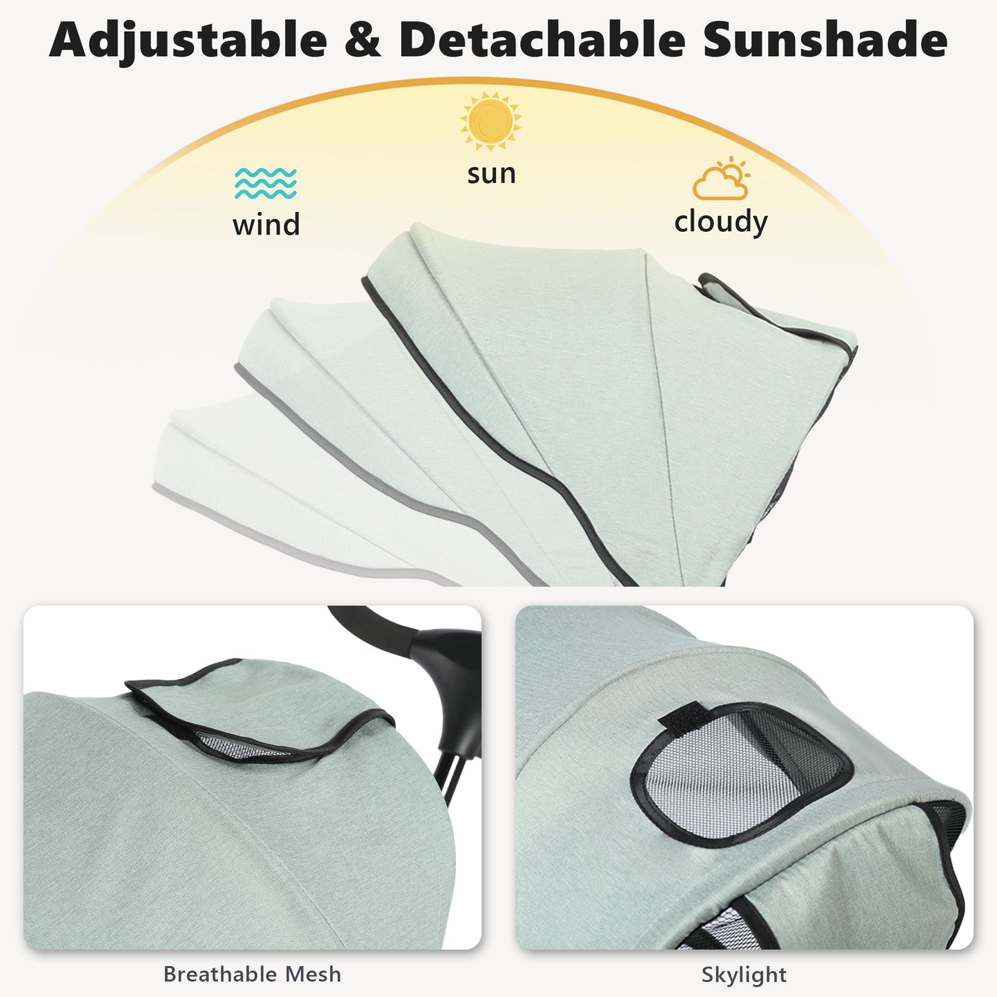 AILEEKISS 8-in-1 Kids' Tricycle Stroller, Folding Toddler Bicycle Unisex Ride Trike 1-6 Years, Mint Green