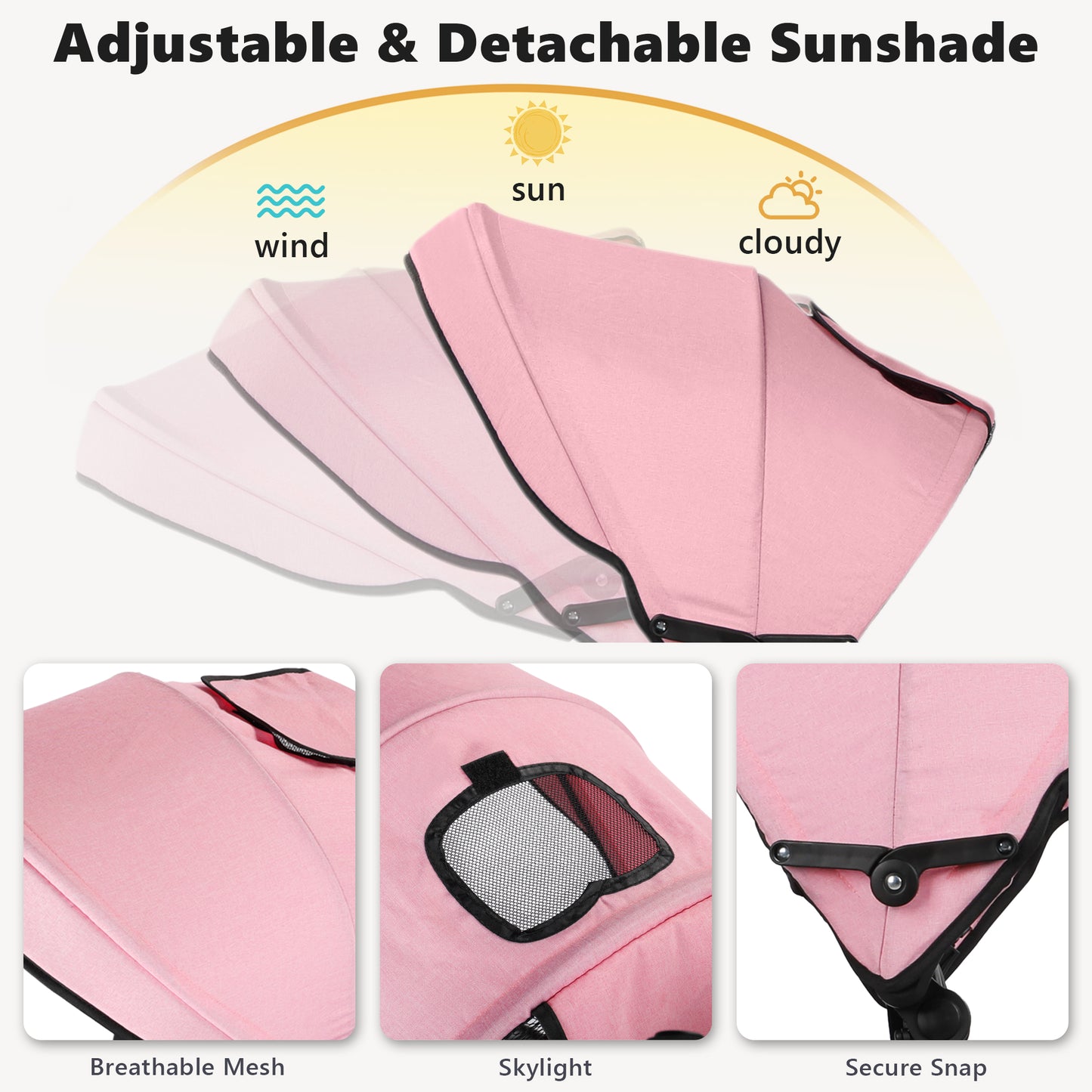 AILEEKISS 8-in-1 Kids' Tricycle Stroller, Folding Toddler Bicycle Unisex Ride Trike 1-6 Years, Pink