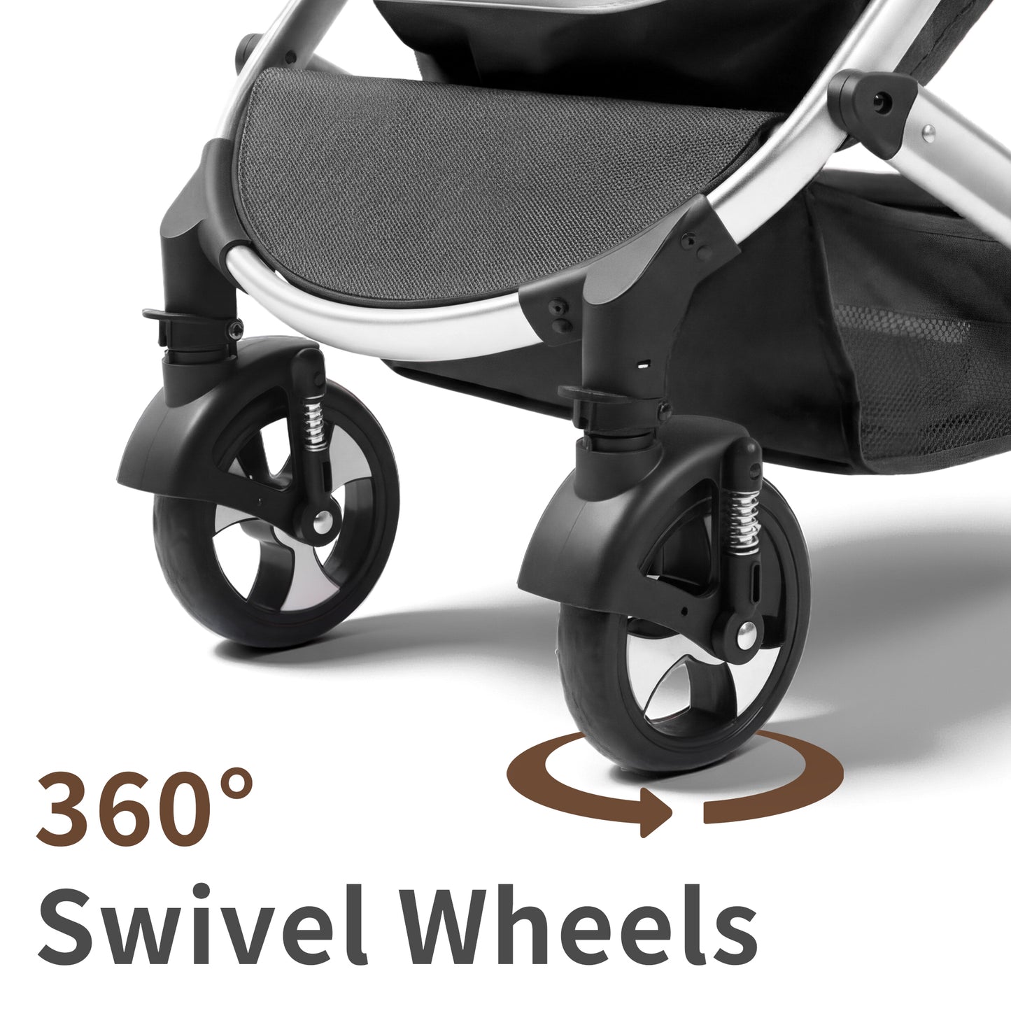 AILEEKISS 3 in 1 Convertible Baby Stroller, Unisex Folding Newborn Stroller with Big Seat, Black Silver