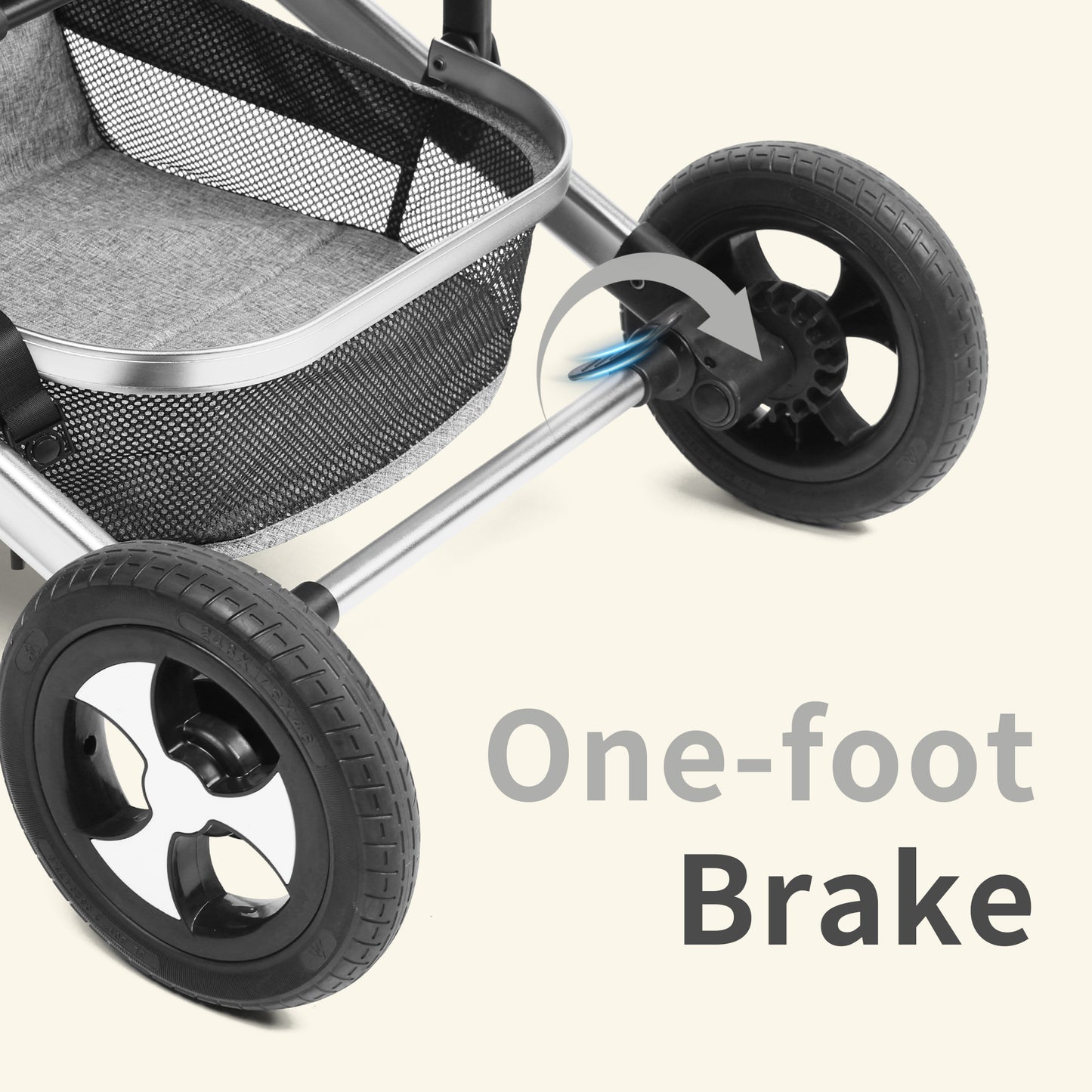 AILEEKISS 3 in 1 Convertible Baby Stroller, Unisex Folding Newborn Stroller with Big Seat, Light Grey