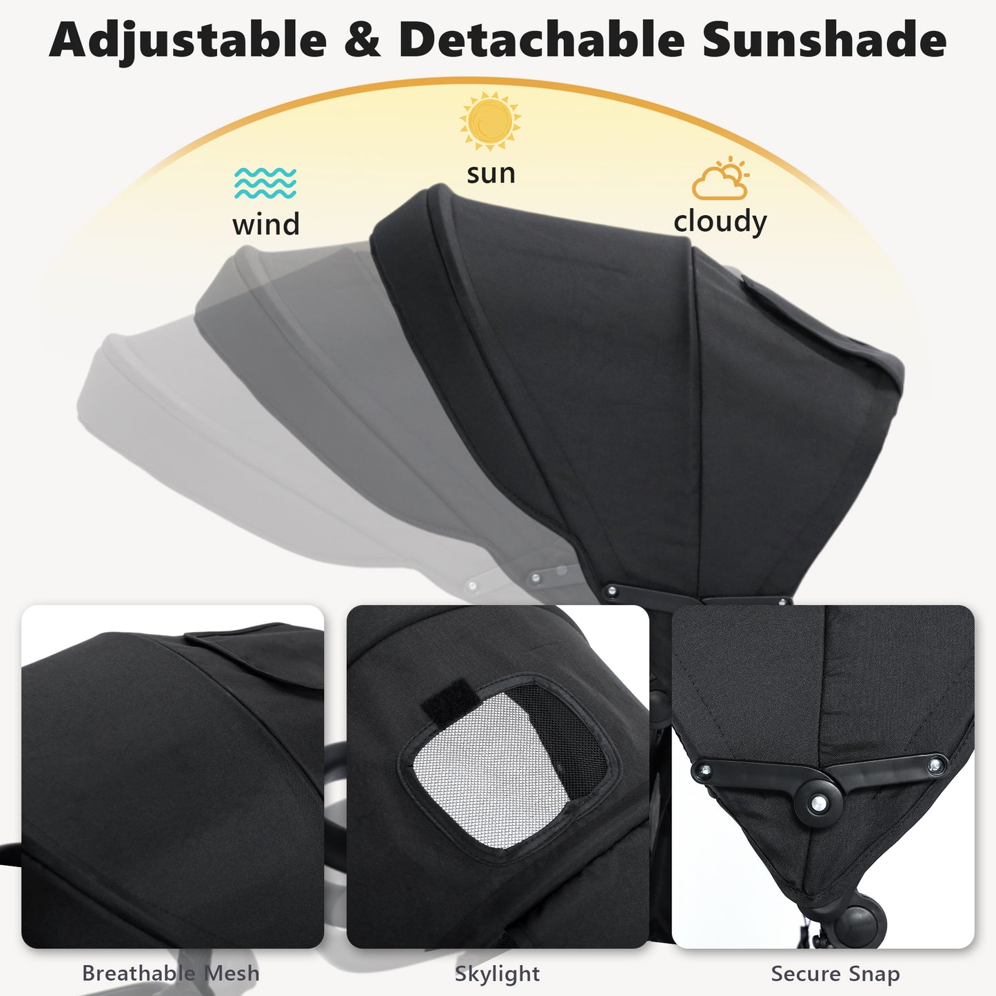 AILEEKISS 8-in-1 Kids' Tricycle Stroller, Folding Toddler Bicycle Unisex Ride Trike 1-6 Years, Black