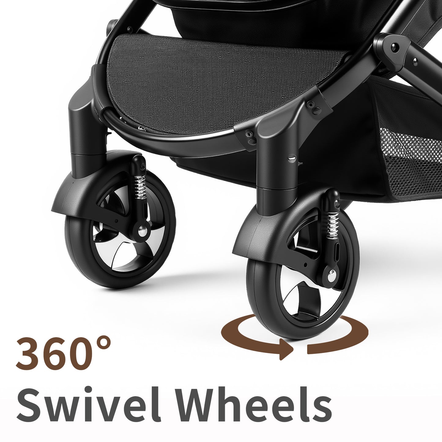 AILEEKISS 3 in 1 Convertible Baby Stroller, Unisex Folding Newborn Stroller with Big Seat, Black