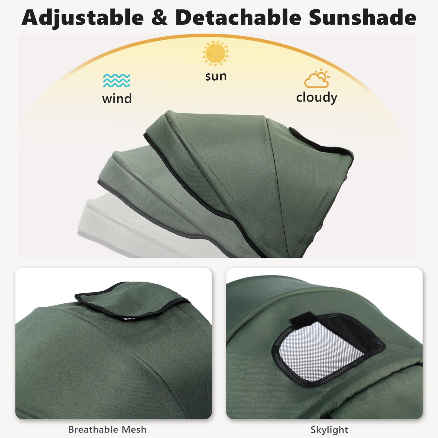 AILEEKISS 8-in-1 Kids' Tricycle Stroller, Folding Toddler Bicycle Unisex Ride Trike 1-6 Years, Military Green