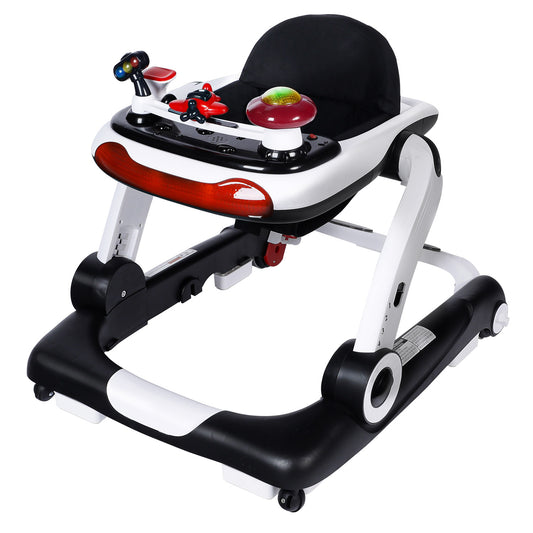 Baby Walker Activity Center, 5 in 1 Toddler Push Walker Bouncer Combo for Boys Girls, Black