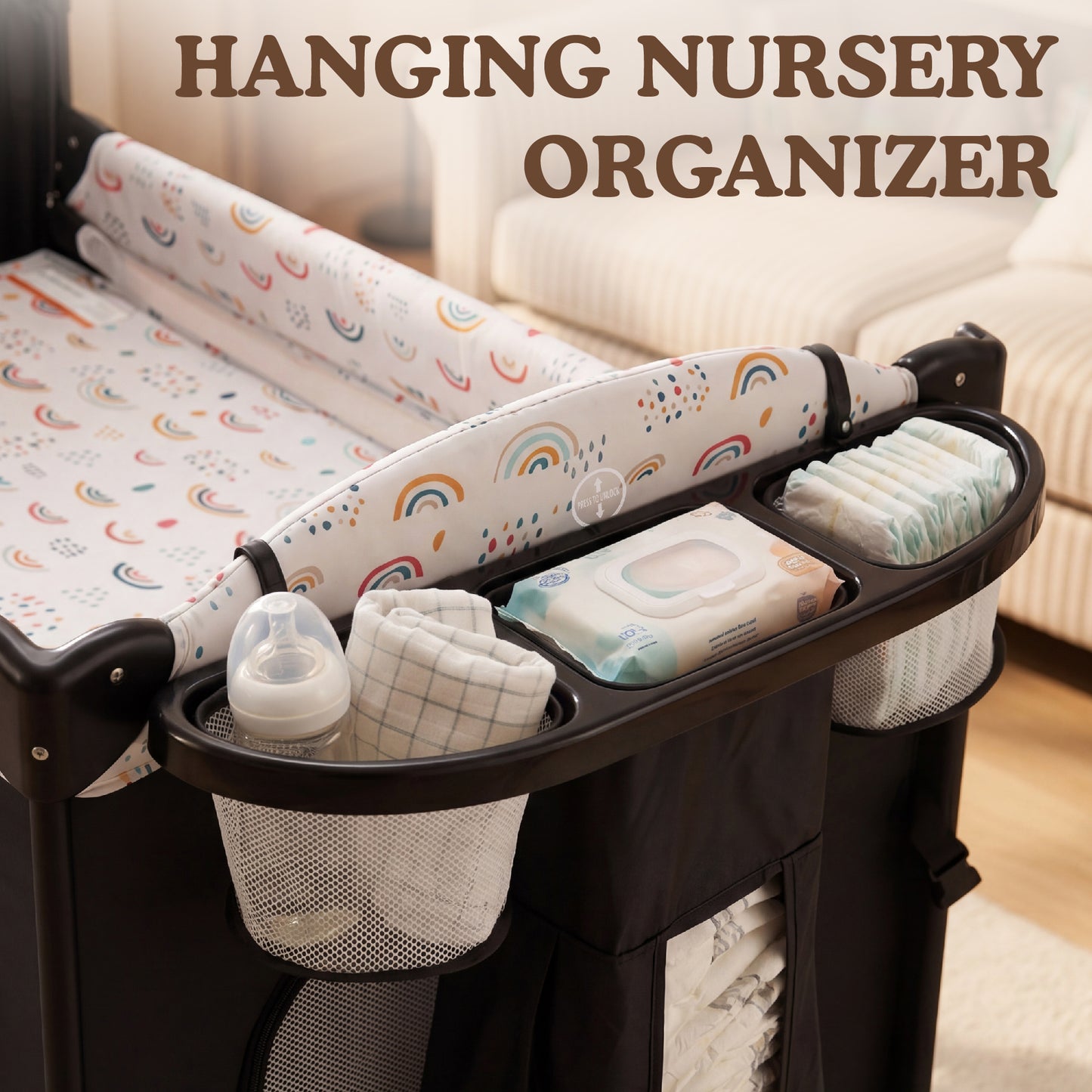 AILEEKISS 4-in-1 Portable Baby Play Yard with Changing Table for Newborn, Multicolor