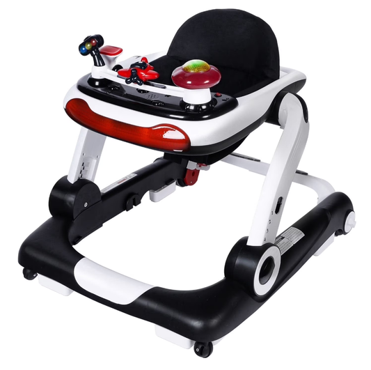 LINLUX Baby Walker w/ Music & Lights, Toddler Activity Walker w/ Seat, Black