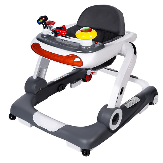 Baby Walker Activity Center, 5 in 1 Toddler Push Walker Bouncer Combo for Boys Girls, Grey