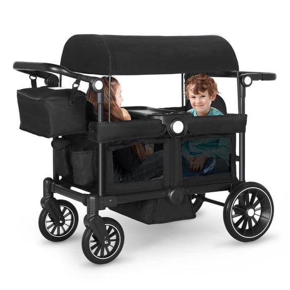 LINLUX Toddler Wagon Stroller, All Terrian Baby Stroller Wagon, Fodable Kids Wagon 2 Seats, Black