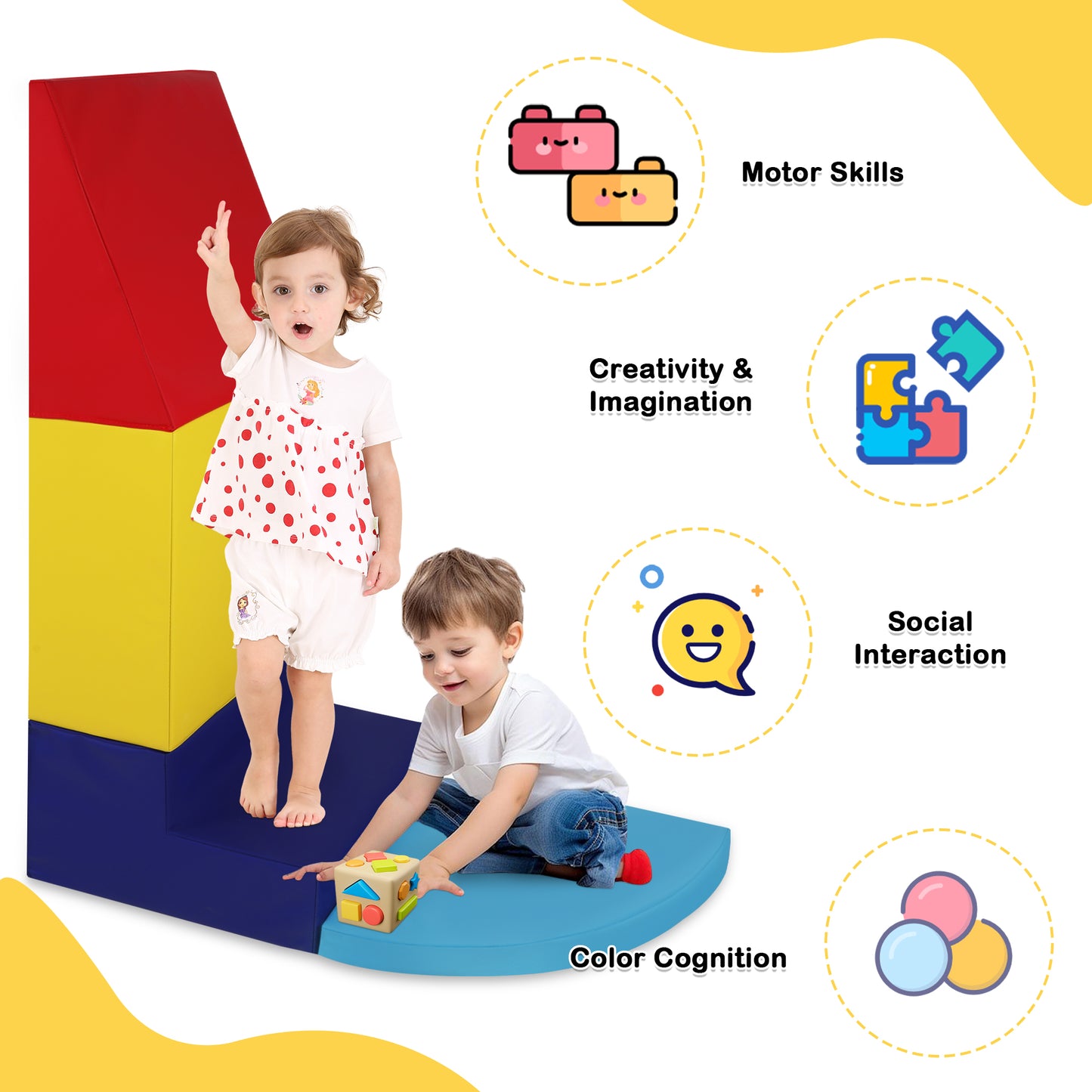 Climb Foam Blocks for Toddler, 4Pcs Soft Baby Climb and Crawl Toy Set Indoor Foam Playset