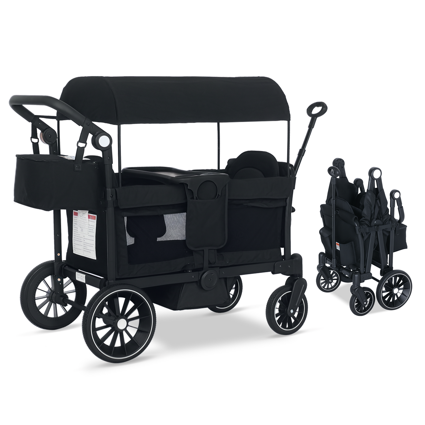 AILEEKISS 3-in-1 Wagon Stroller for 2 Toddlers, Collapsible Baby Wagon with Adjustable Handle, Black
